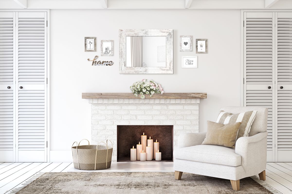 Styler Jyvaskyla lustro 86x60 cm prostokątne rama bielone przecierane drewno mat LU-01214 - Wysyłka w 24h