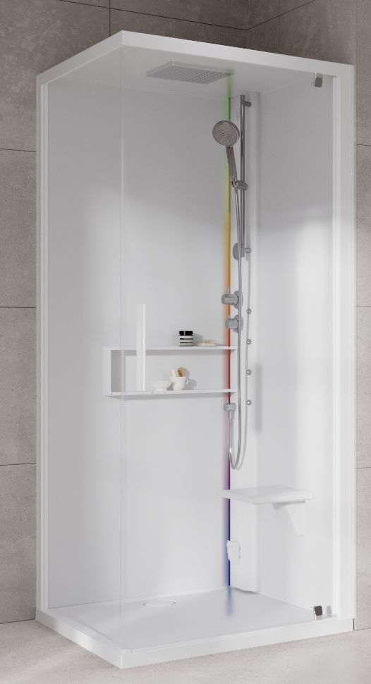 Novellini Glax 2 2.0 G+F kabina z hydromasażem 80 cm kwadratowa prawa parowa z brodzikiem total biała G22GF80DT5-1UU