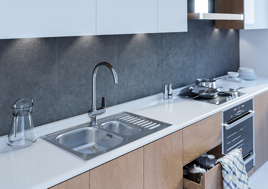 Kuchinox Luga bateria kuchenna stojąca chrom BQL068D