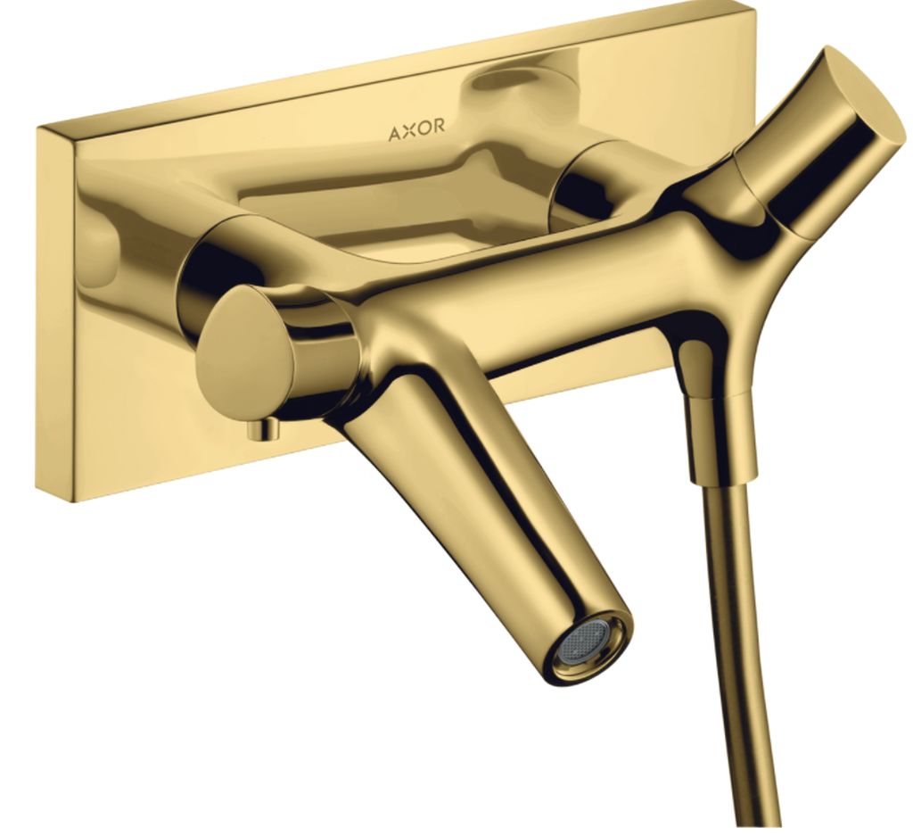 Axor Starck Organic bateria wannowo-prysznicowa ścienna termostatyczna złoty optyczny polerowany 12410990