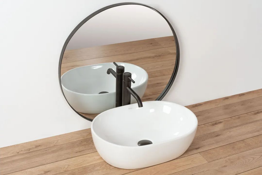 Rea Amelia umywalka 48x34,5 cm nablatowa owalna biała REA-U0416