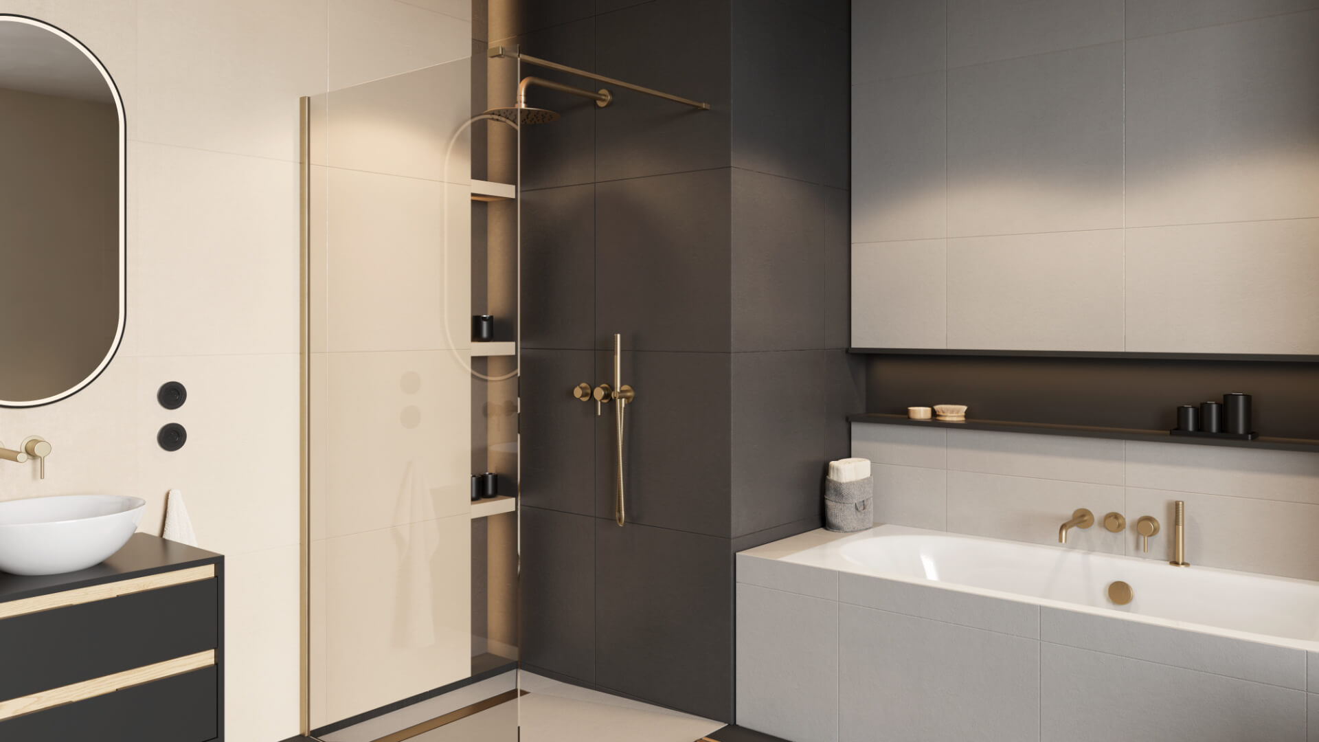 Excellent Vidoq ścianka prysznicowa walk-in 100 cm złoty szczotkowany/szkło przezroczyste KAEX.1506.1000.LP.GB