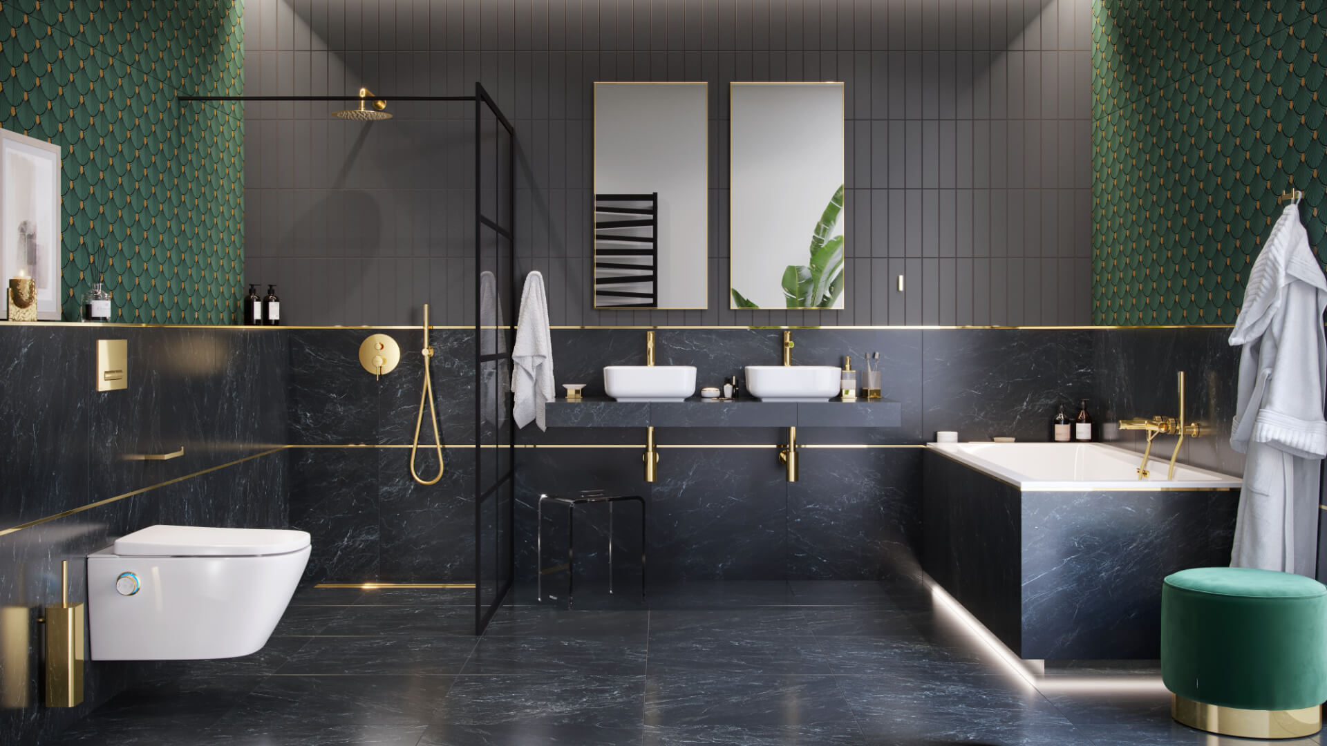 Excellent Kuadro lustro 100x50 cm prostokątne złoty szczotkowany DOEX.KU100.050.GB