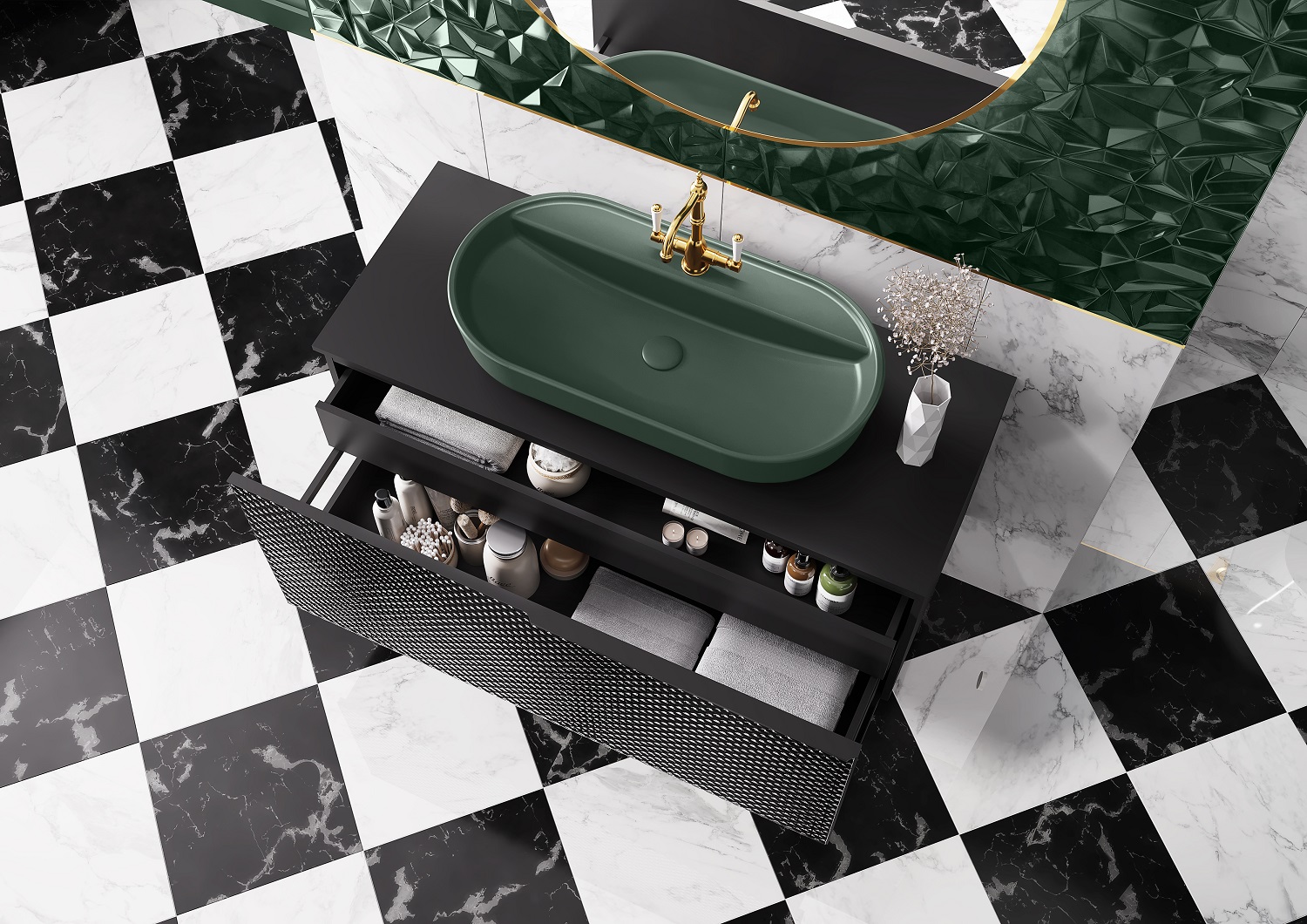 Elita Babette umywalka 81,5x41,5 cm owalna nablatowa forest green matt RE040820017010 - Wysyłka w 24h