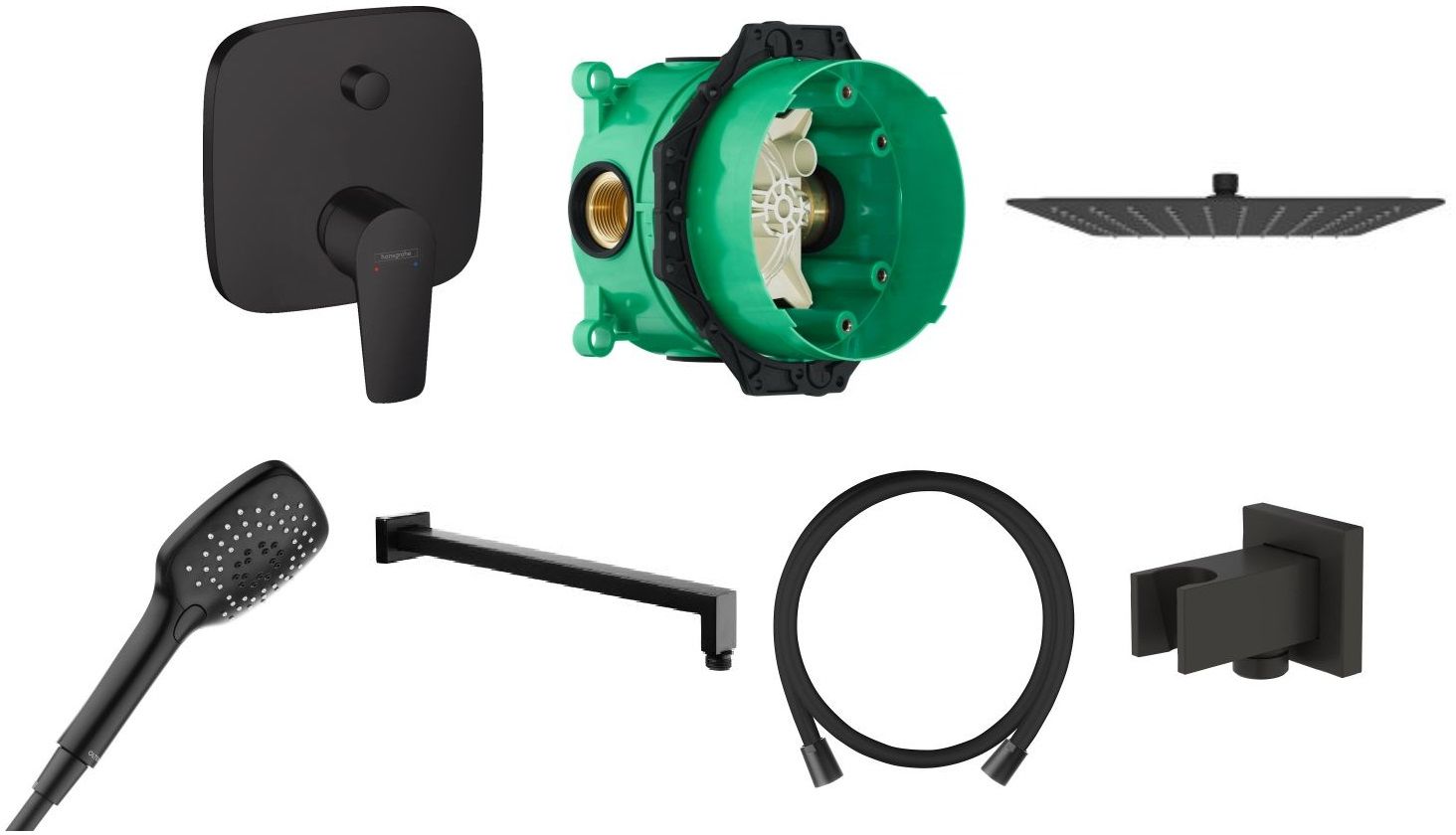 Zestaw Hansgrohe Talis E bateria wannowo-prysznicowa z zestawem natryskowym Oltens czarny mat (71745670, 01800180, 37105300, 37001300, ... - Wysyłka w