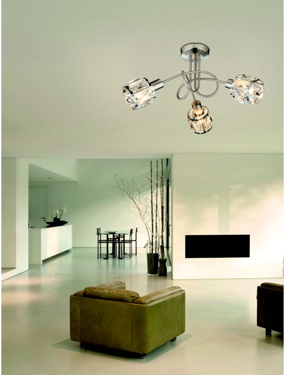 Globo Lighting Kris lampa podsufitowa 3x40W chrom/przezroczysty 54356-3