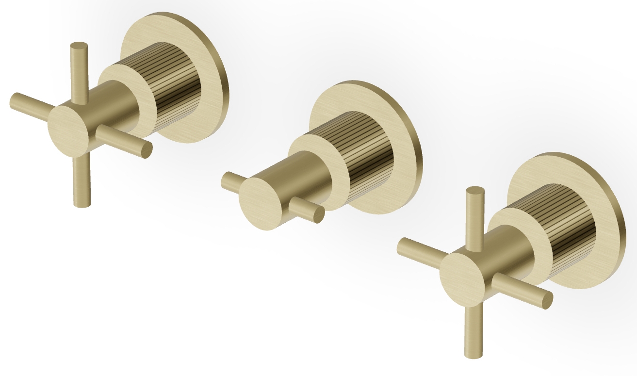 Zucchetti Helm bateria umywalkowa podtynkowa brytyjskie złoto szczotkowane/radełkowanie pionowe ZHM695.XP31G2