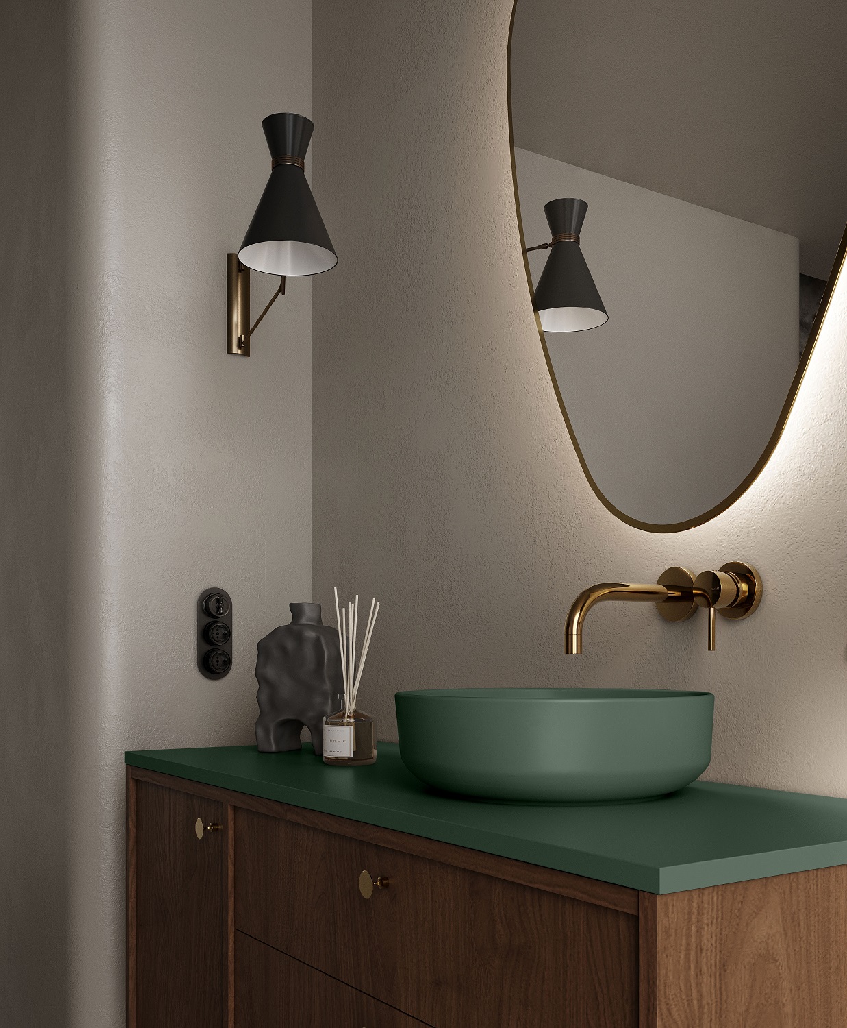 Elita Lorca umywalka 41,5x41,5 cm okrągła nablatowa forest green matt RE040420047010