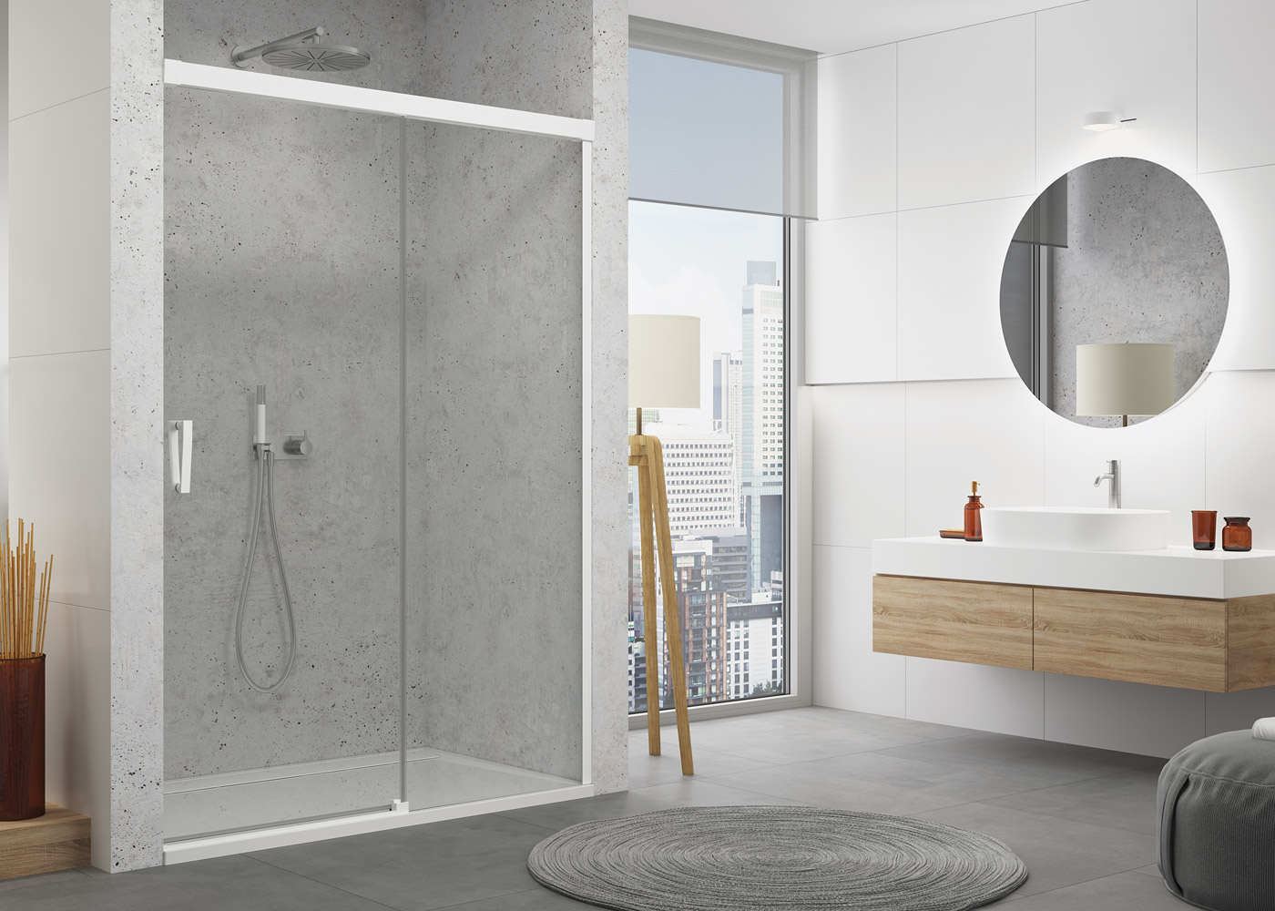 SanSwiss Cadura drzwi prysznicowe 110 cm prawe biały mat/szkło przezroczyste CAS2D1100907