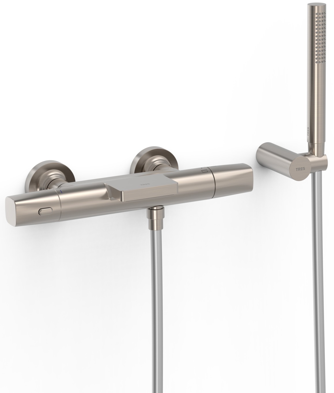 Tres Over-Wall bateria wannowo-prysznicowa ścienna termostatyczna stal 19017499AC