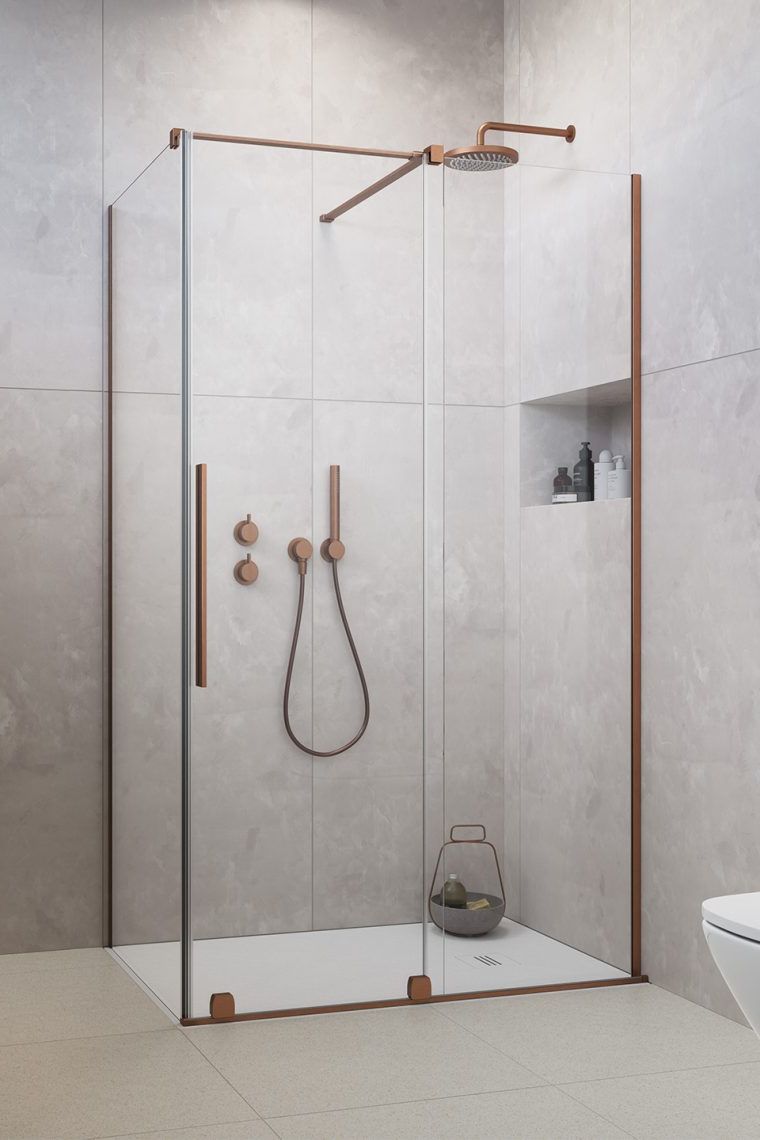 Radaway Furo KDJ drzwi prysznicowe 120 cm prawe miedź szczotkowana/szkło przezroczyste 10104622-93-01R/10110580-01-01