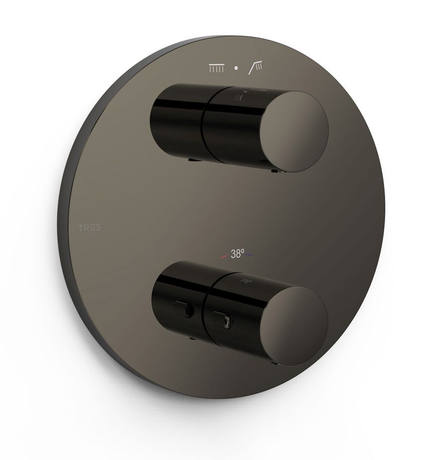 Tres Therm-Box bateria wannowo-prysznicowa podtynkowa termostatyczna czarny metalizowany 26225001KM