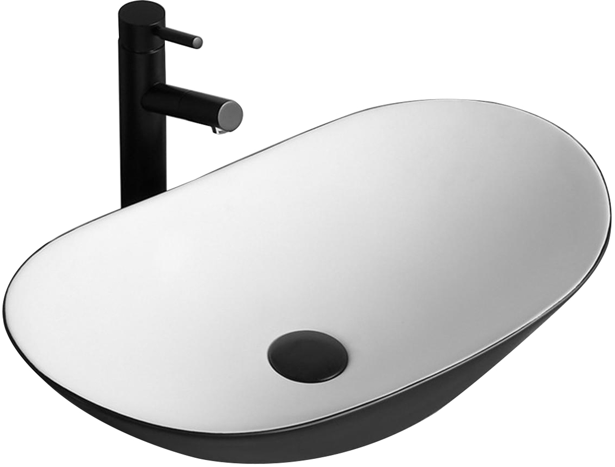 Rea Royal umywalka 62x36 cm nablatowa owalna biały/czarny REA-U6600