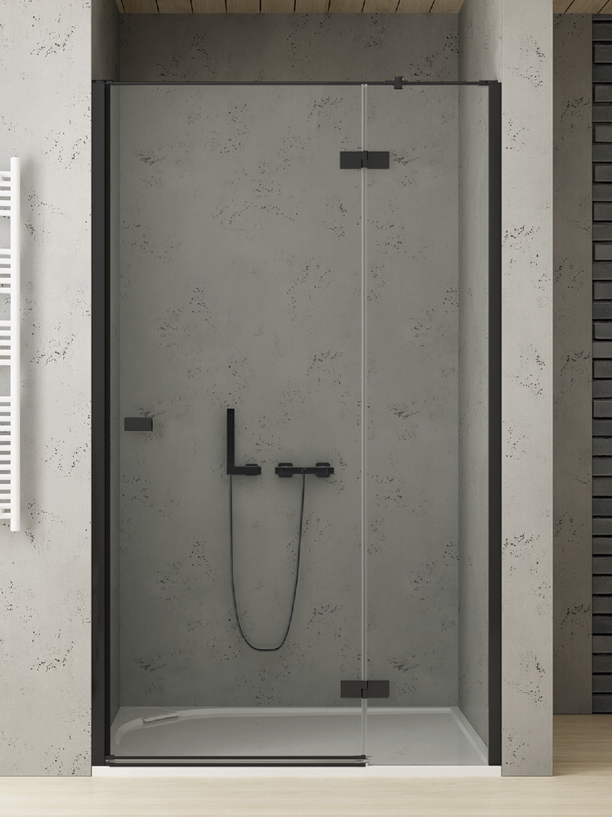 New Trendy Reflexa Black drzwi prysznicowe 100 cm wnękowe prawe czarny mat/szkło przezroczyste EXK-4903