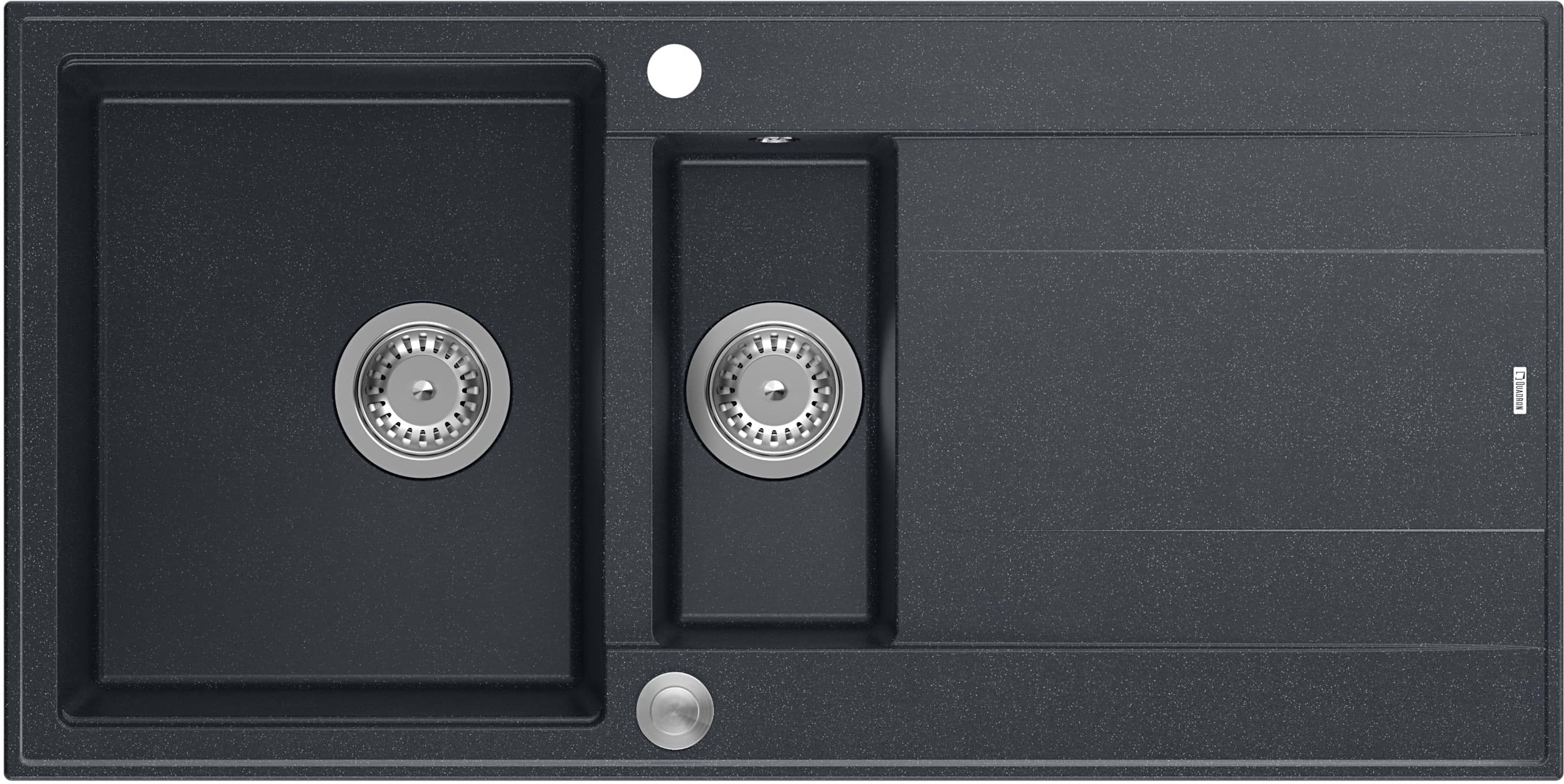 Quadron Evan 156XL zlewozmywak 100x50 cm GraniteQ black diamond/stalowy HQE5510050U8_BS_P2O