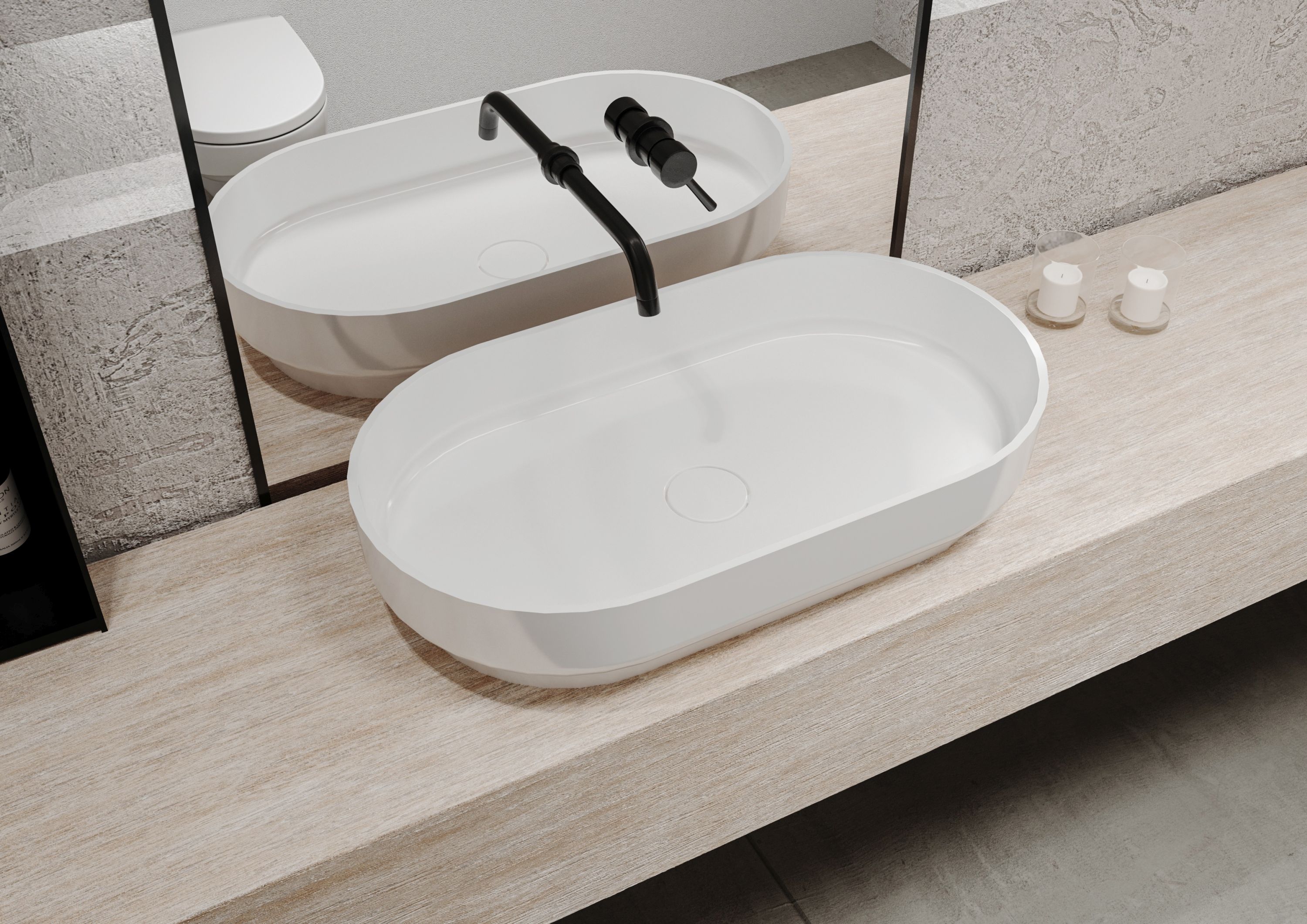 Miraggio Marta umywalka 75x42 cm nablatowa owalna biały połysk 0000728