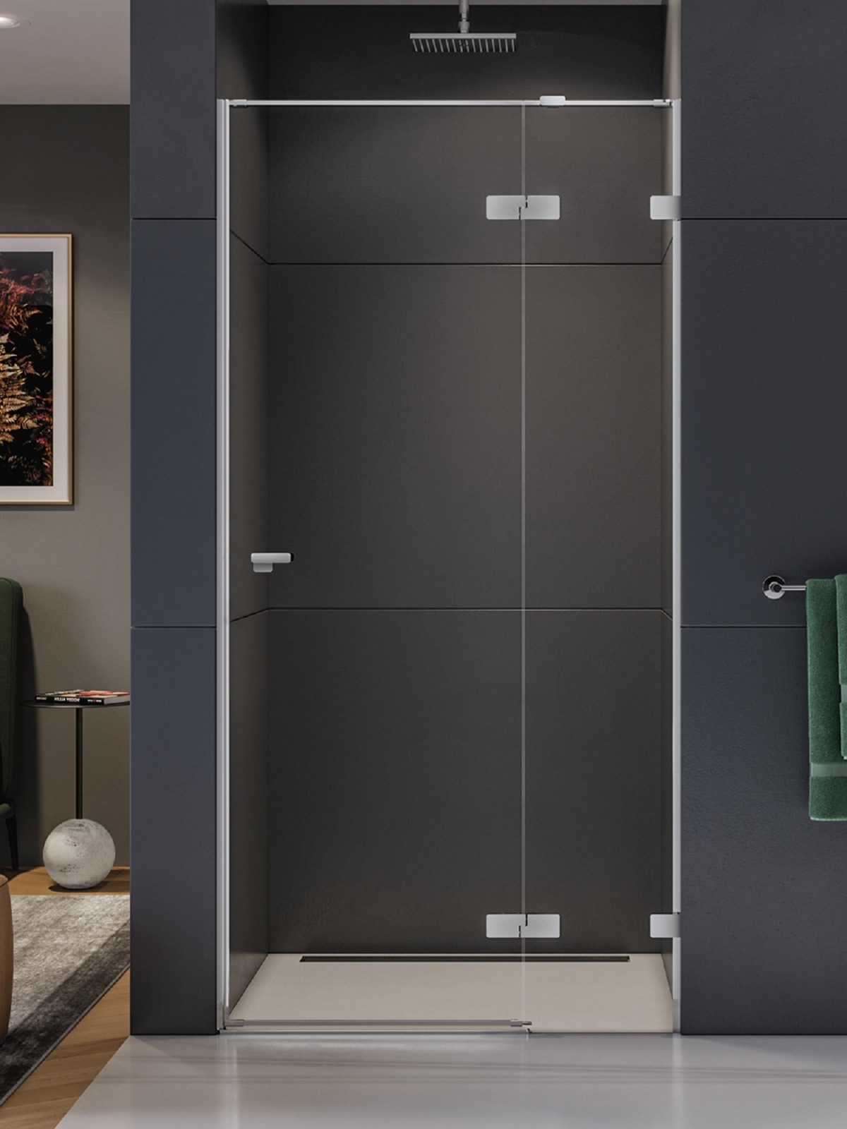 New Trendy Eventa drzwi prysznicowe 90 cm wnękowe prawe chrom/szkło przezroczyste EXK-4453