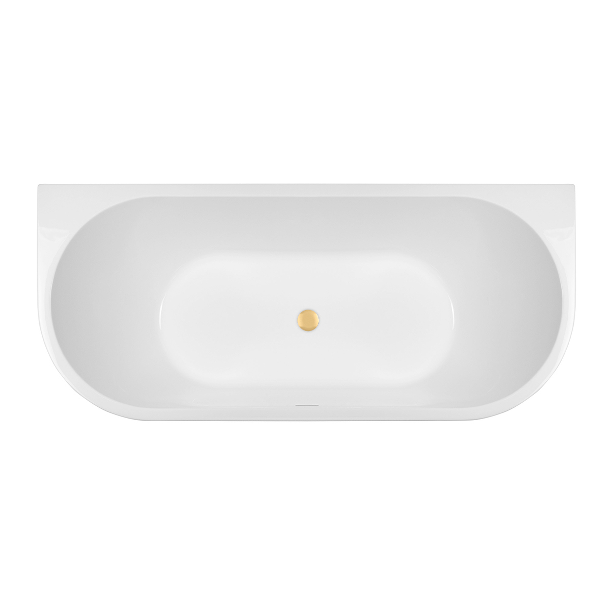 Zestaw Oltens Begna wanna przyścienna 170x75 cm owalna z pokrywą korka biały połysk/złoto szczotkowane (12011000, 09002810)