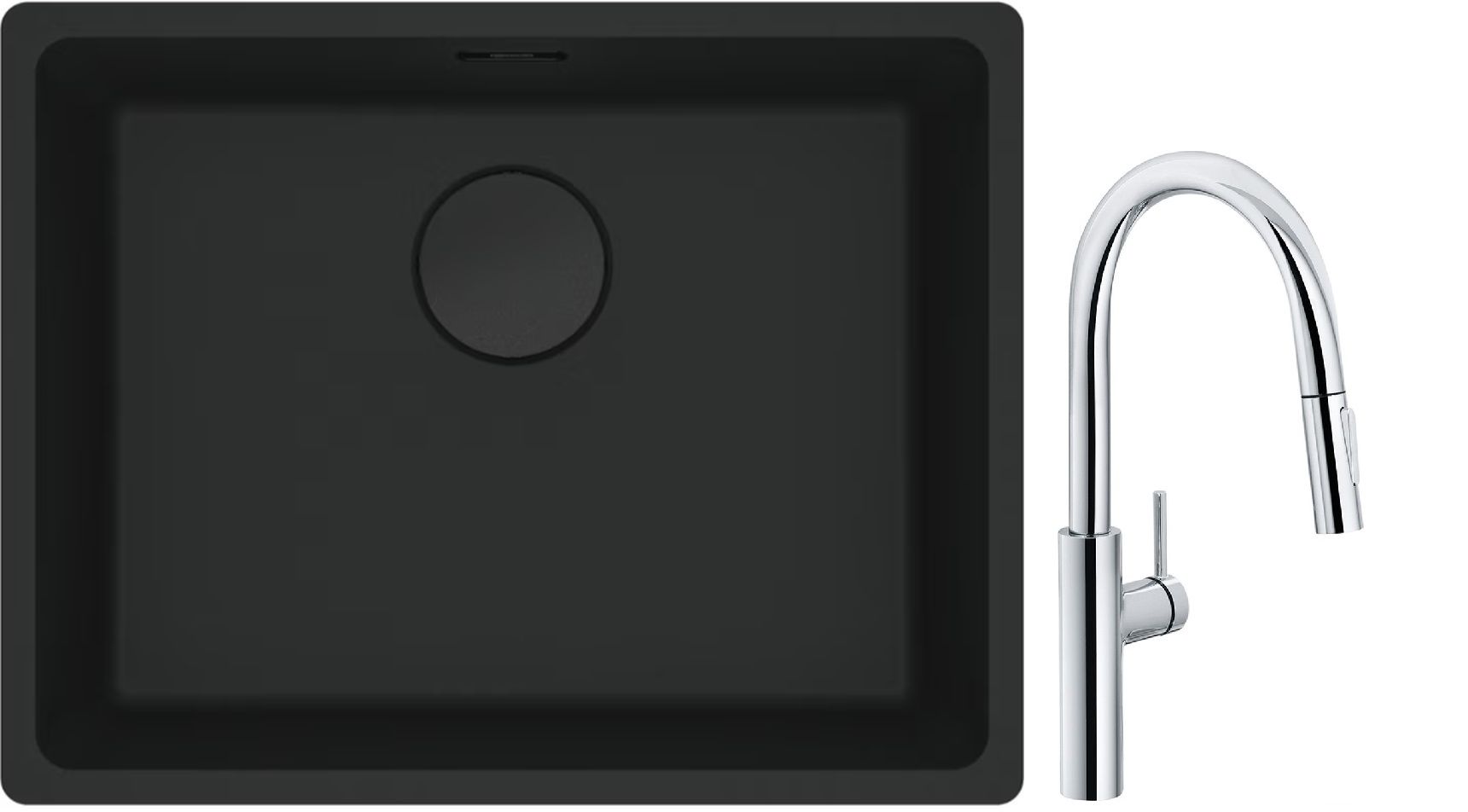 Franke Maris MRG 110-52 zlewozmywak 52x40 cm Fragranite czarny mat z baterią kuchenną Pescara L Slide-In chrom (1250697759, 1150538940) - Wysyłka w 