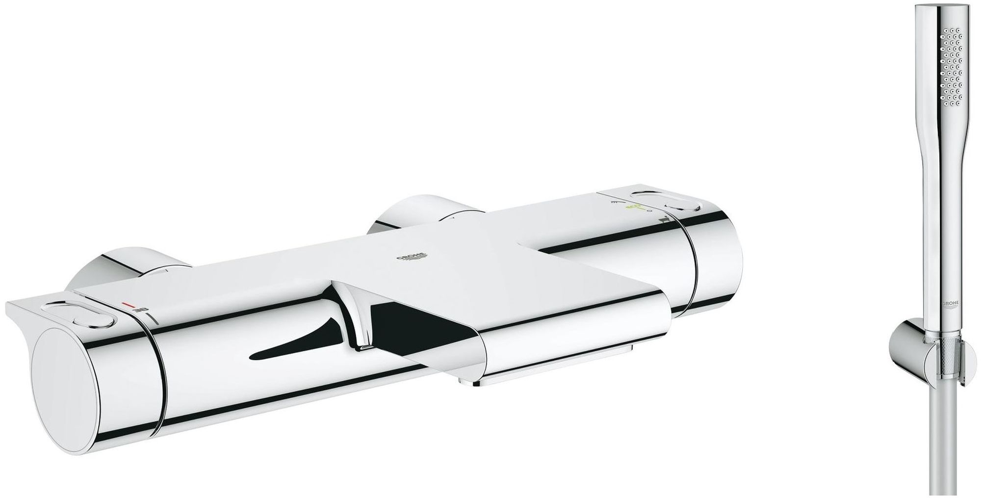 Zestaw Grohe Grohtherm 2000 New bateria wannowo-prysznicowa termostatyczna z zestawem prysznicowym Euphoria Cosmopolitan chrom (34174001, ... - 