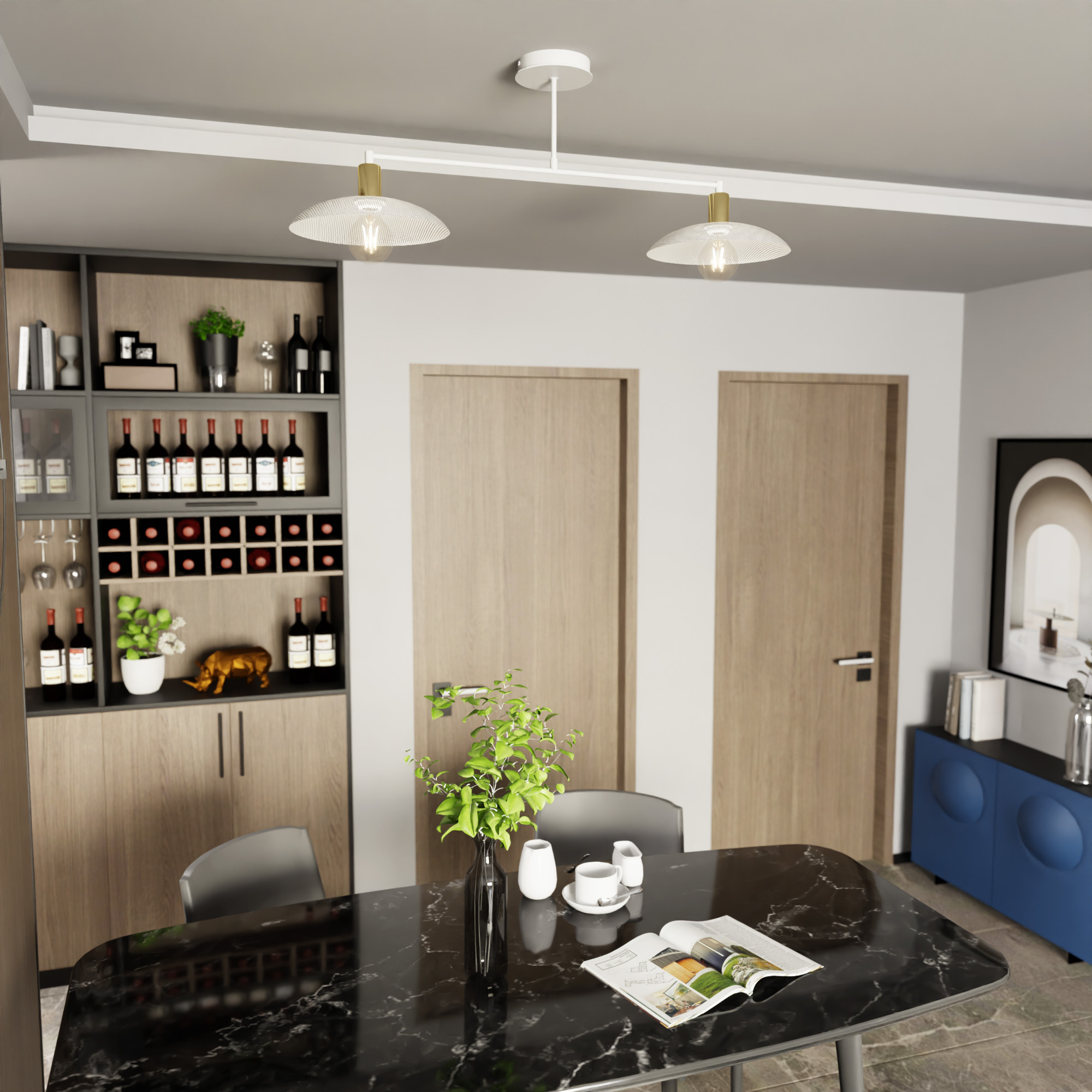 Emibig Spirit lampa podsufitowa 2x15W biały/złoty 1321/2