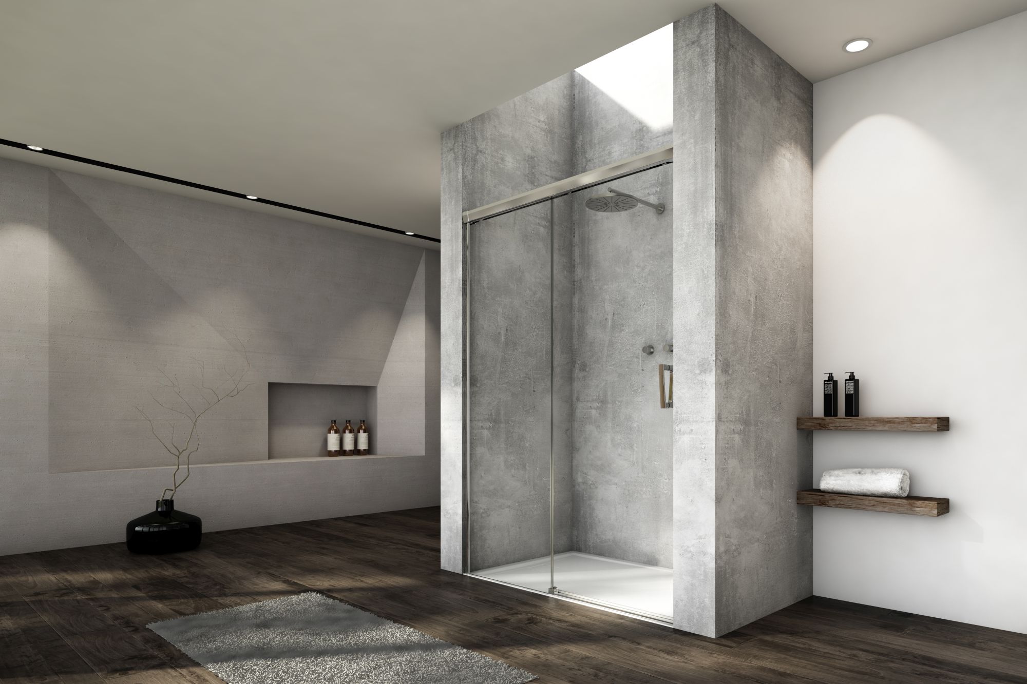 SanSwiss Cadura drzwi prysznicowe 150 cm lewe srebrny połysk/szkło przezroczyste CAS2G1505007