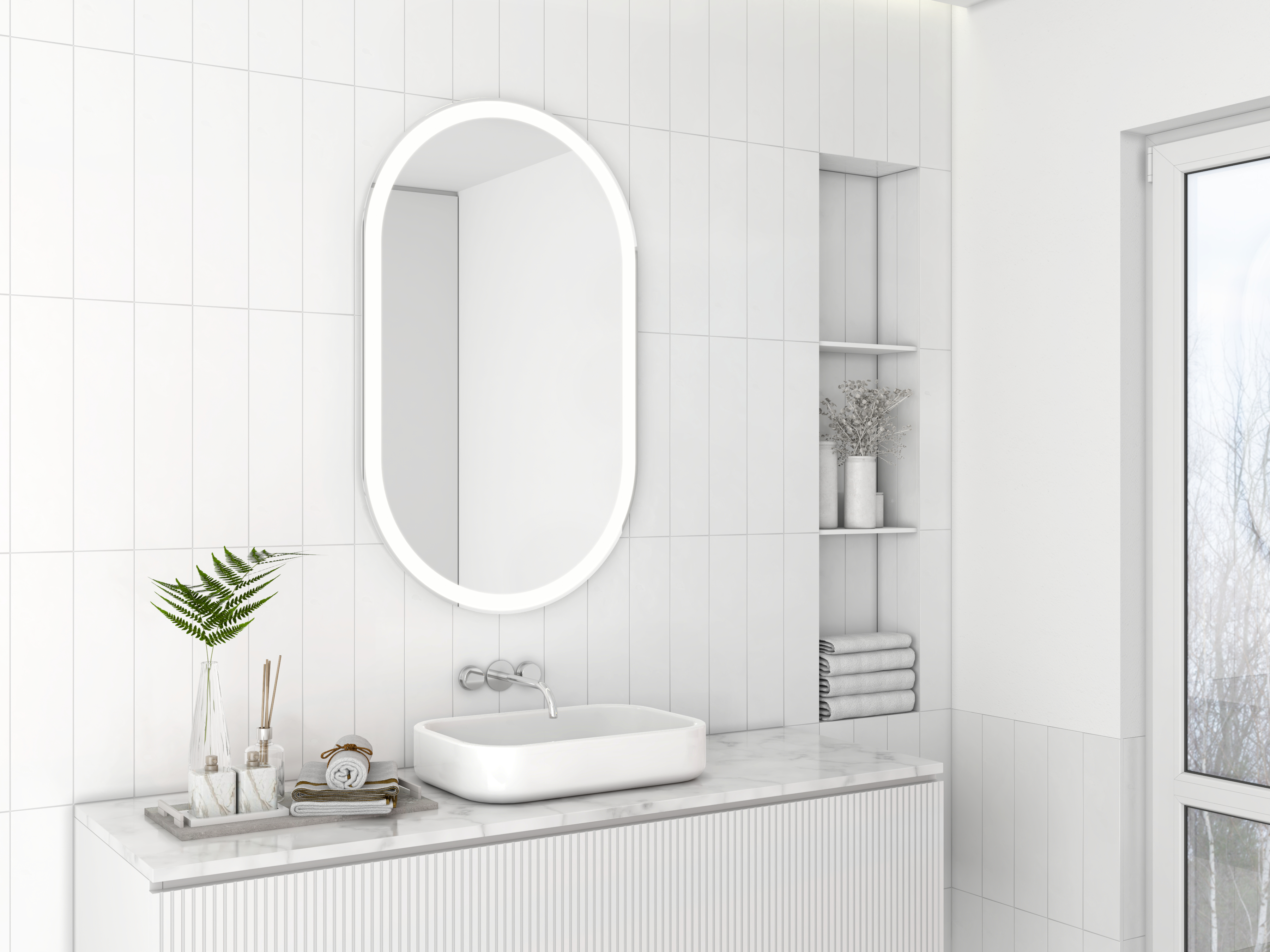 Dubiel Vitrum Cafe lustro 100x60 cm owalne z oświetleniem LED - Wysyłka w 24h