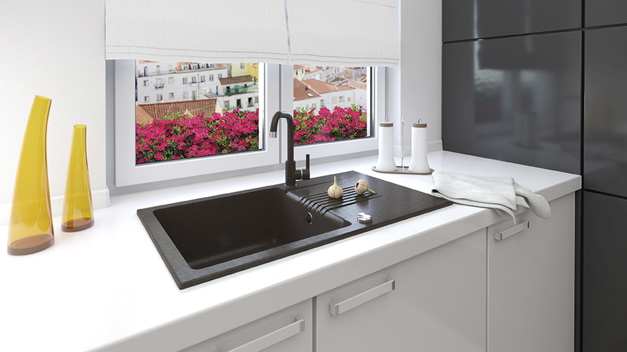 Laveo Lena bateria kuchenna stojąca z wylewką L beż BKU465D