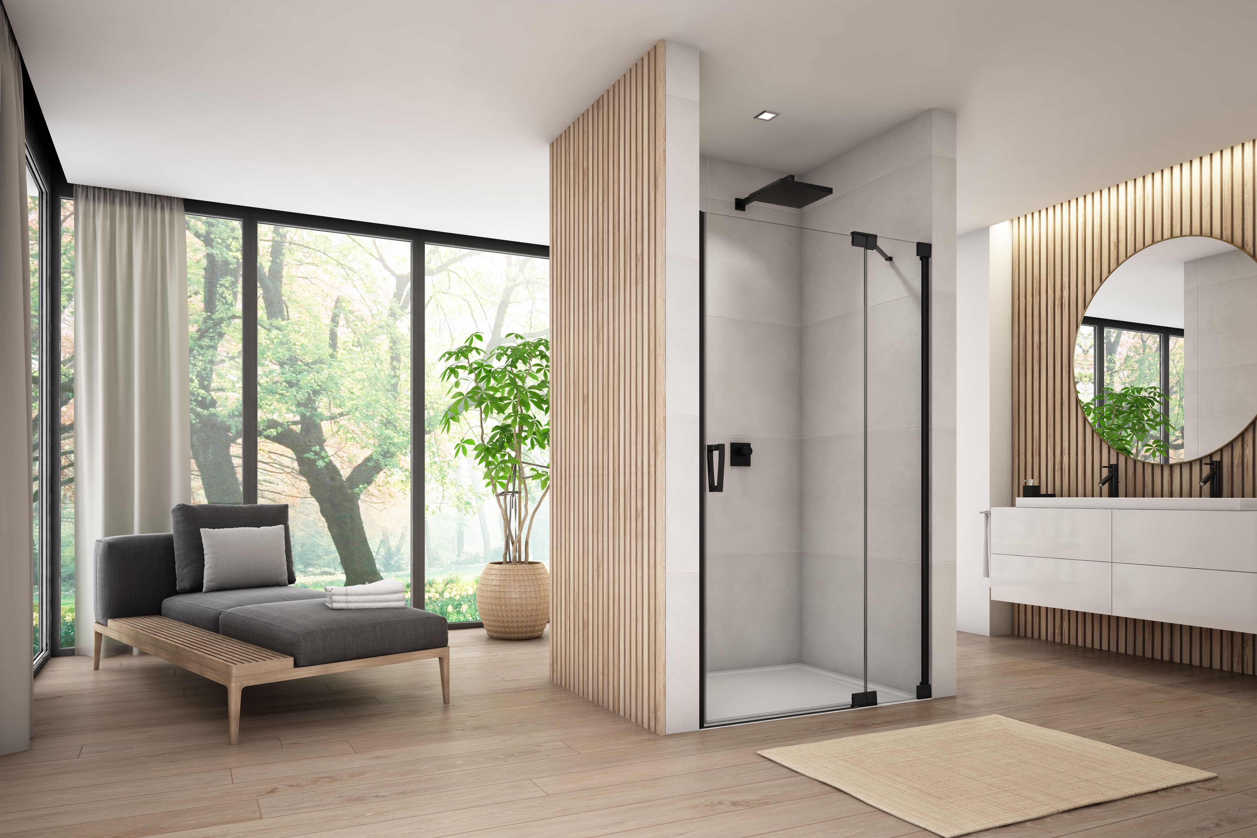 SanSwiss Cadura drzwi prysznicowe 110 cm prawe czarny mat/szkło przezroczyste CA13D1100607