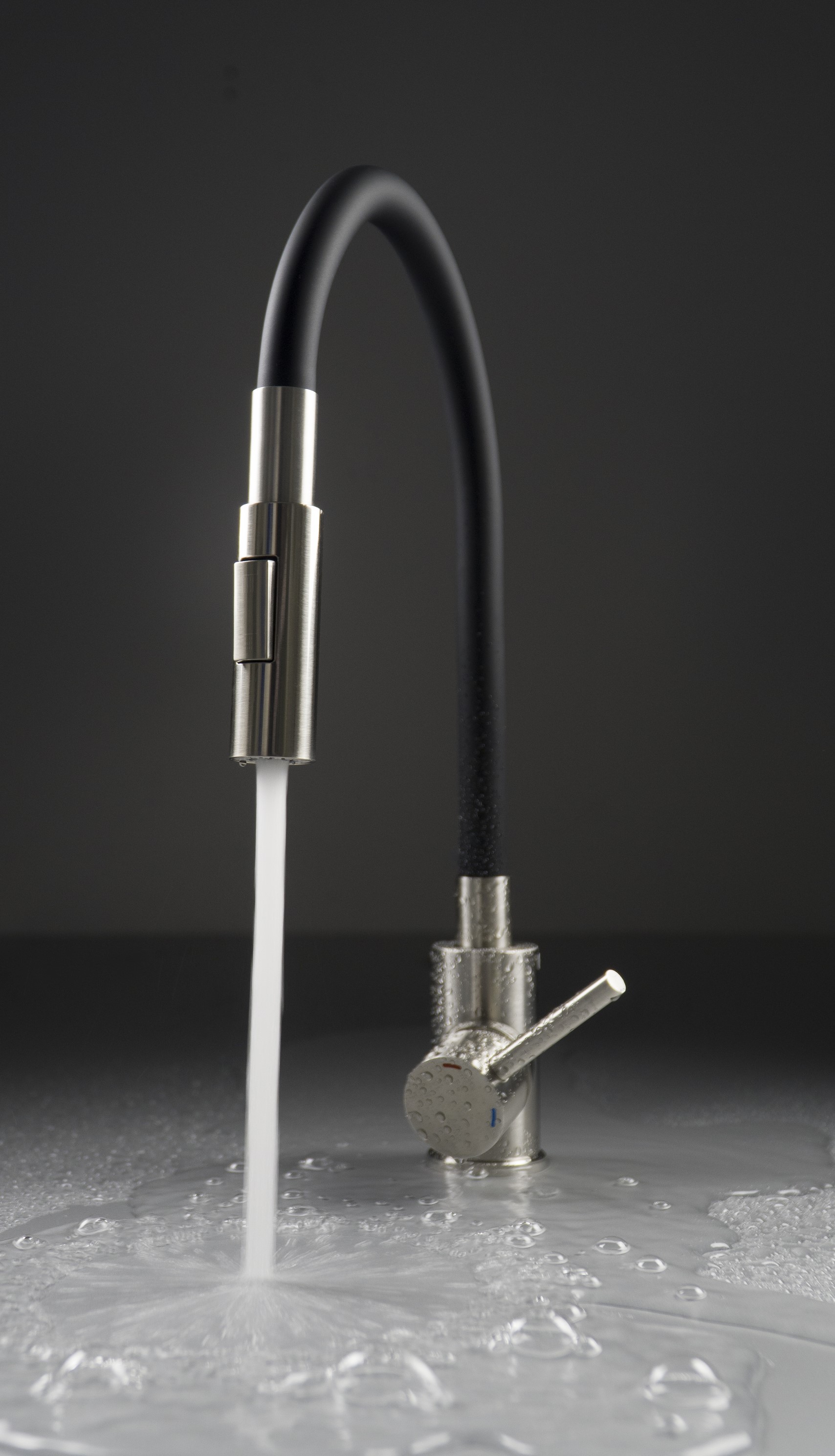 Deante Luno bateria kuchenna stojąca stal-czarna BOC_B740 - Wysyłka w 24h