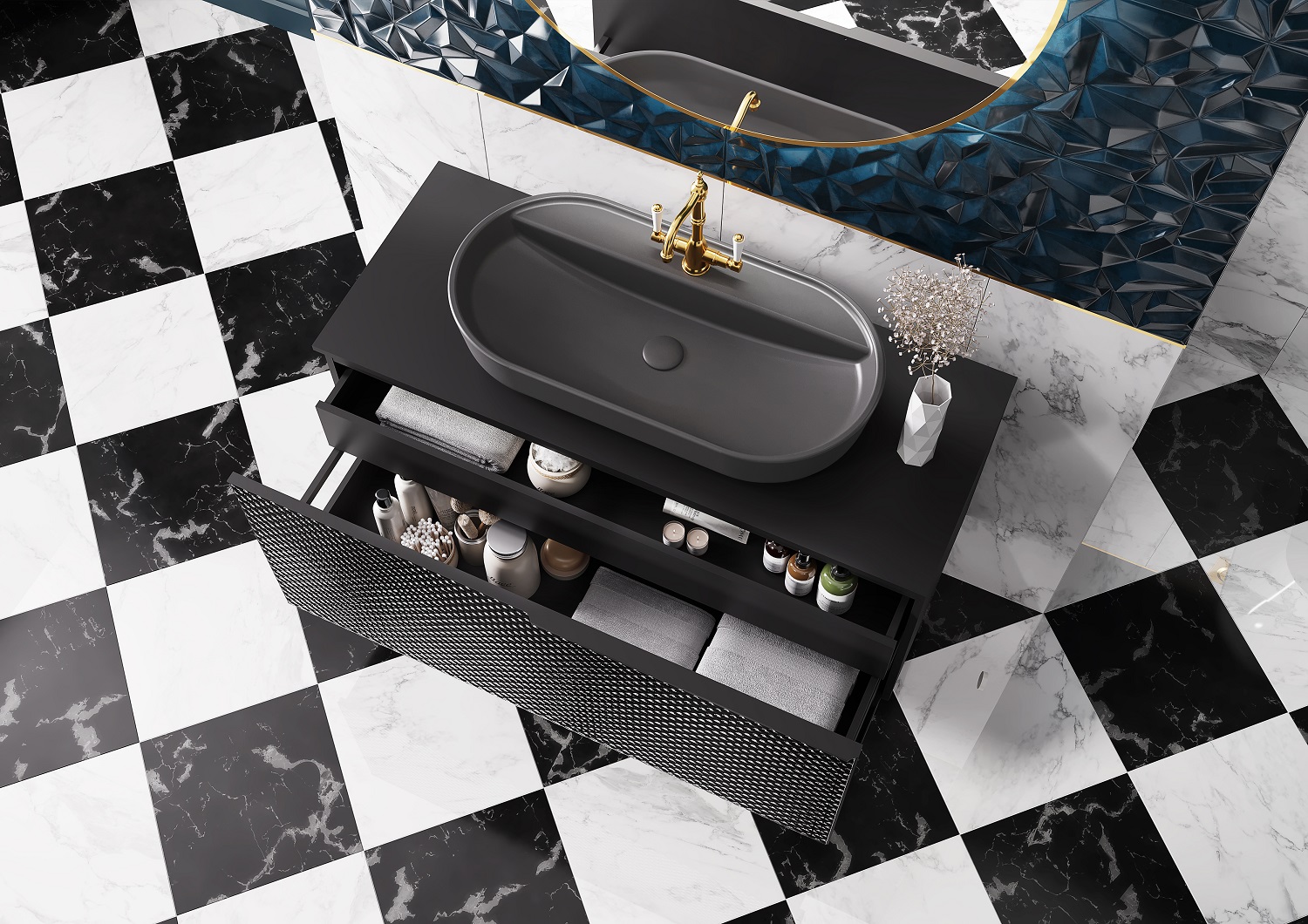 Elita Babette umywalka 81,5x41,5 cm owalna nablatowa anthracite matt RE040820016010 - Wysyłka w 24h