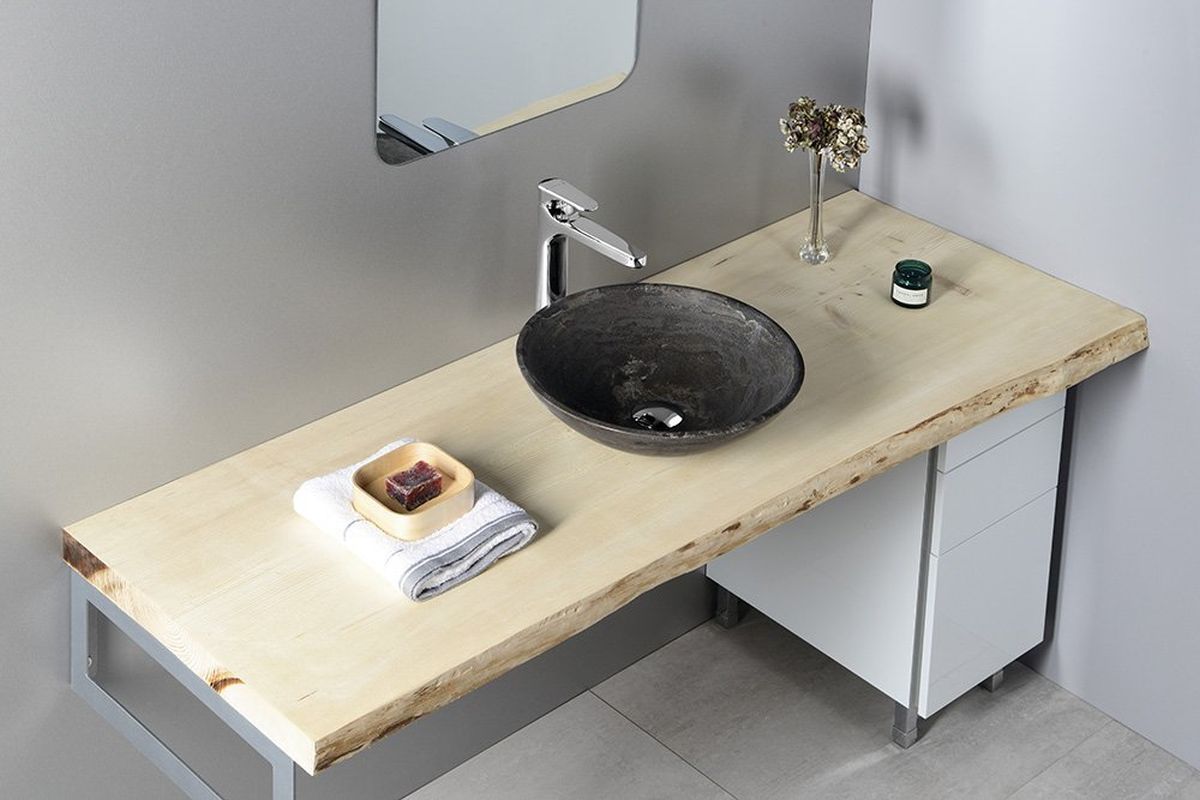 Sapho Blok 1 umywalka 40 cm nablatowa okrągła ciemny kamień mat 2401-02