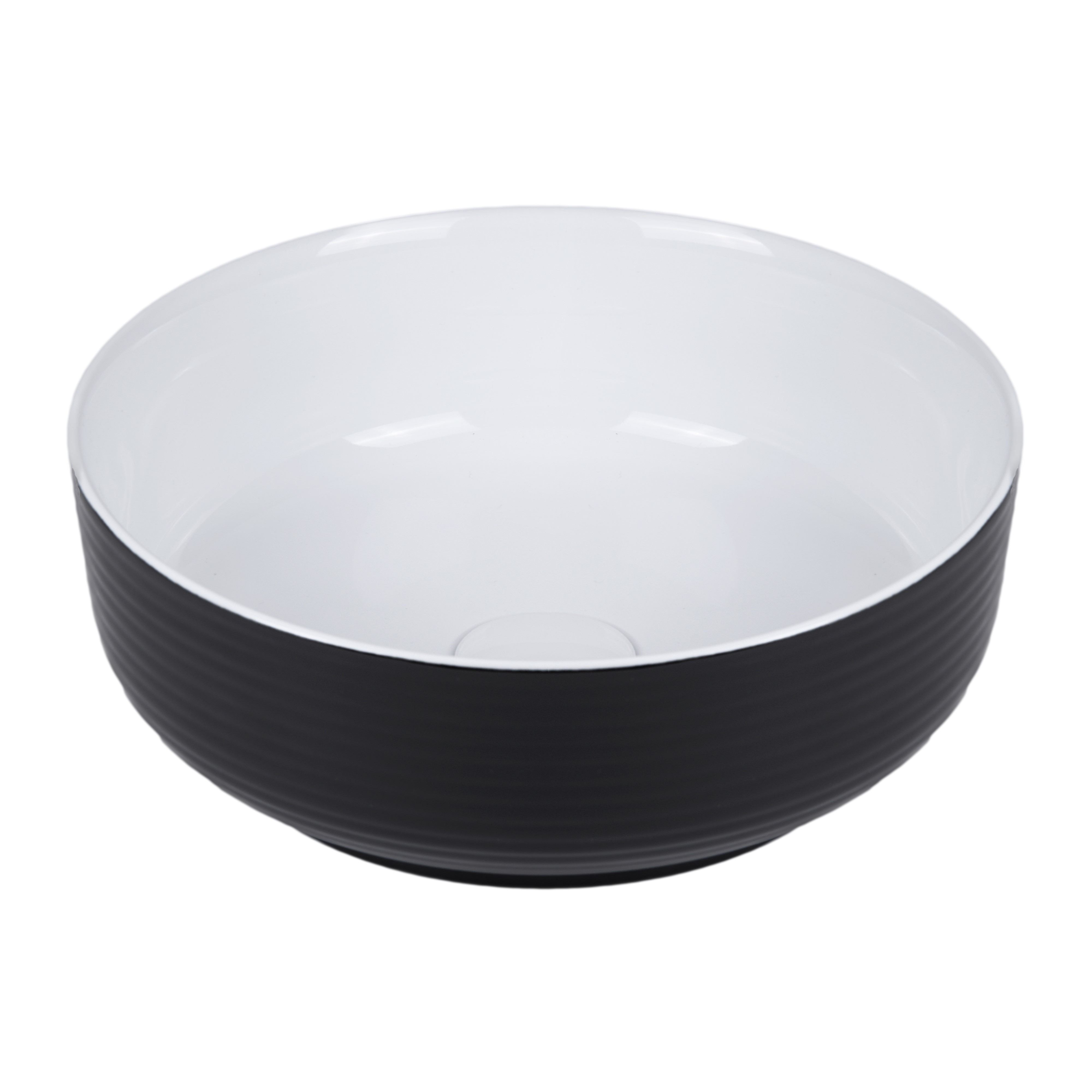 Uptrend Sofia umywalka 38,5x38,5 cm nablatowa okrągła czarny połysk/biały połysk UP4003H-2-B18+B20