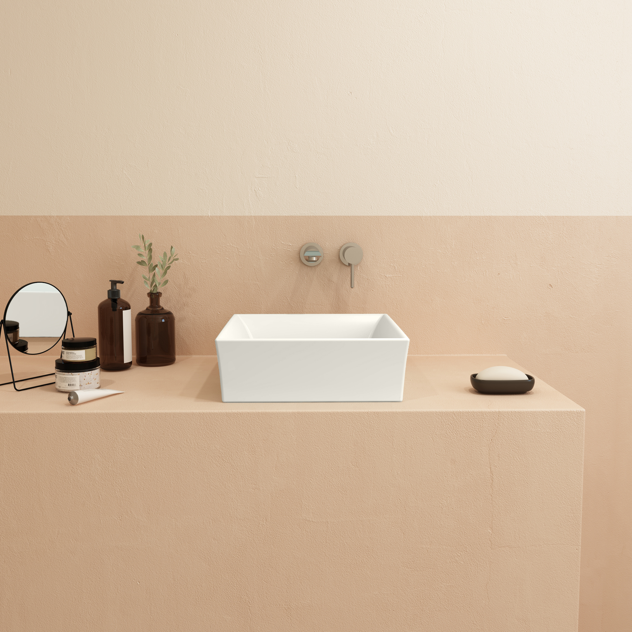 Bocchi Vessel umywalka 38x38 cm nablatowa kwadratowa Clean Plus+ biały połysk 1173-001-0125 - Wysyłka w 24h