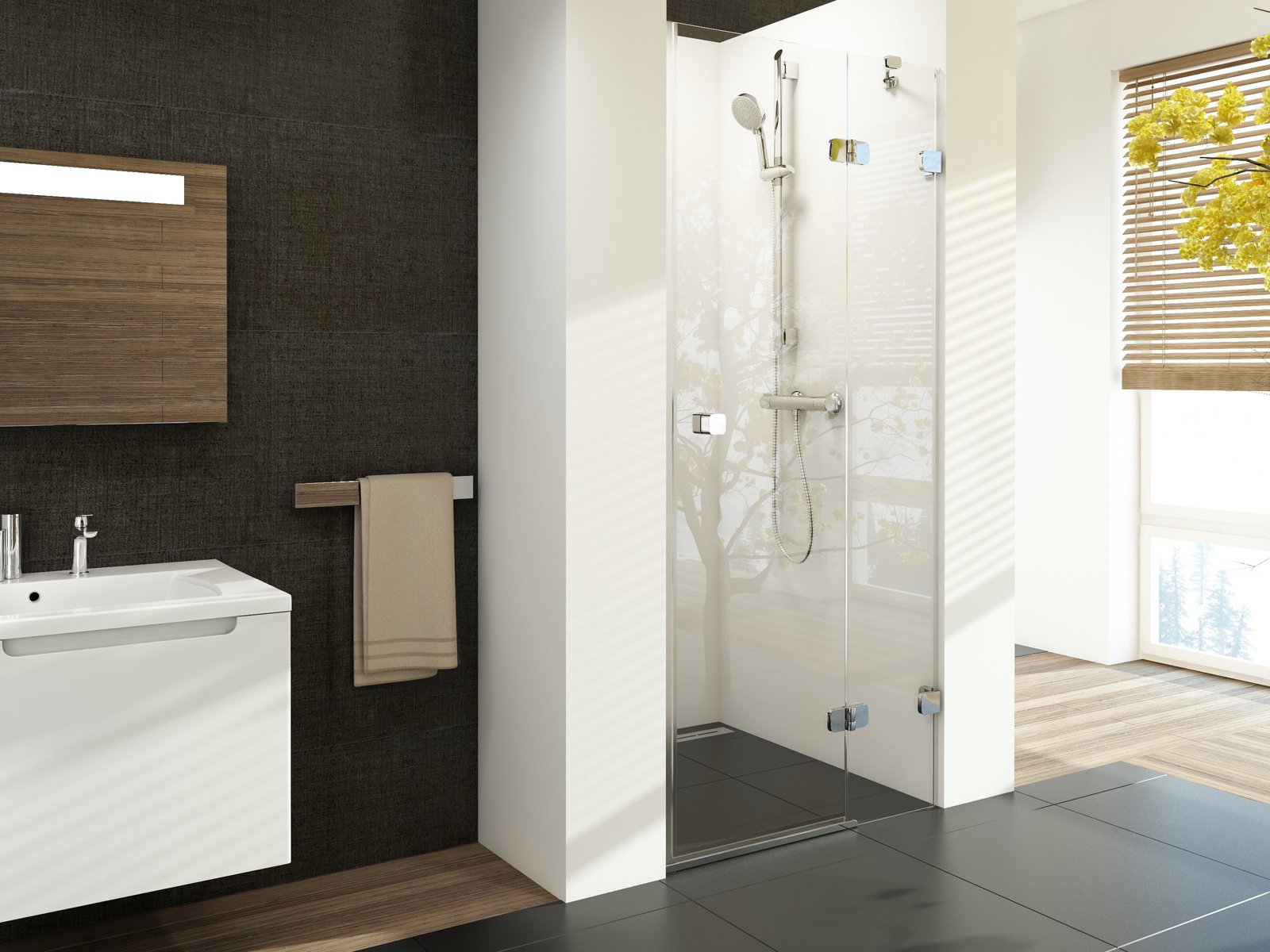 Ravak Brillant BSD2-100 P drzwi prysznicowe 100 cm wnękowe prawe chrom/szkło przezroczyste 0UPAAA00Z1