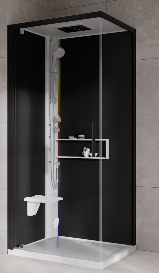 Novellini Glax 2 2.0 G+F kabina z hydromasażem 90 cm kwadratowa lewa parowa z brodzikiem biała G22GF90ST5-1UH