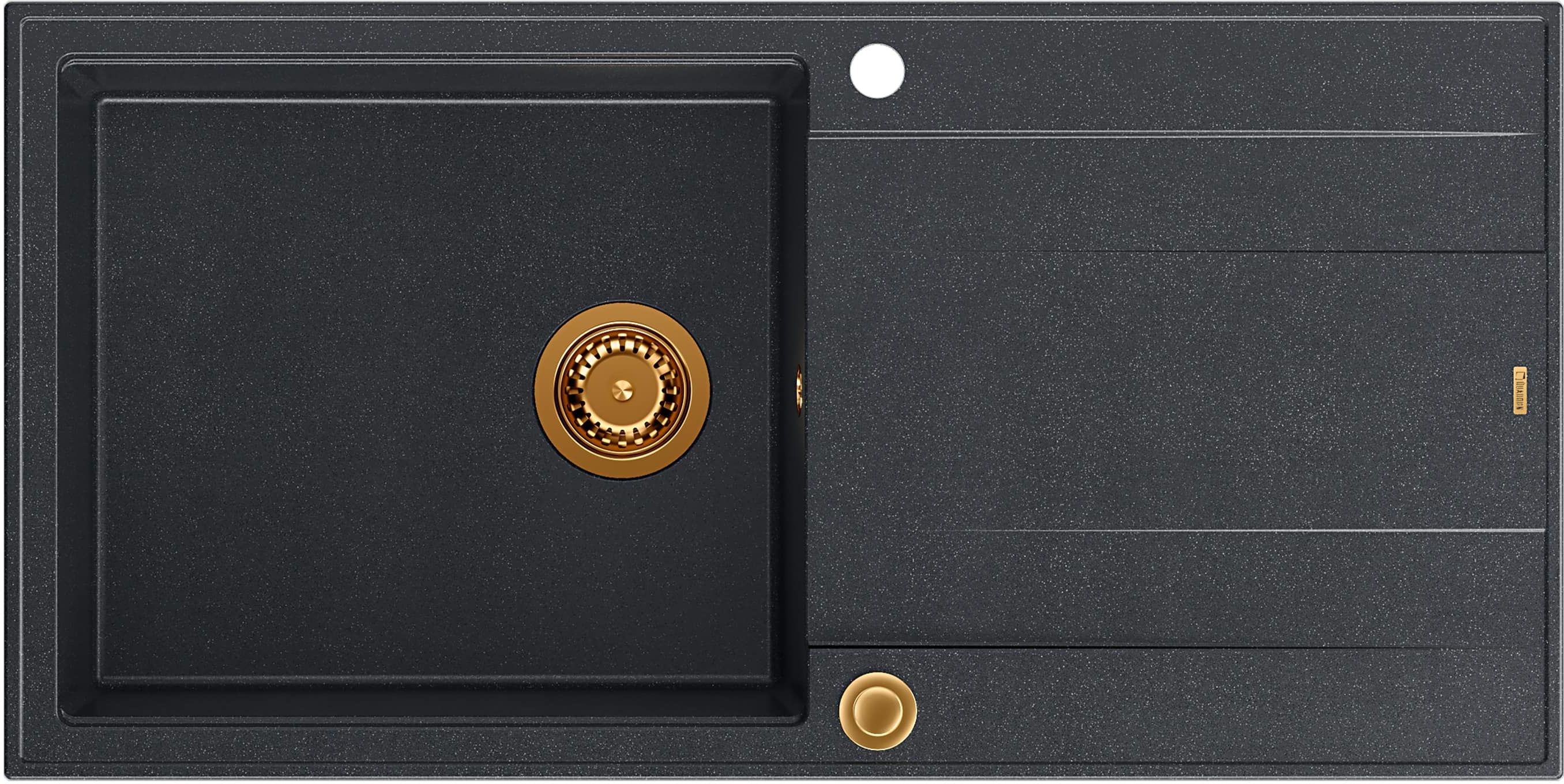 Quadron Evan 146XL zlewozmywak 100x50 cm GraniteQ black diamond/miedziany HCQE10050U8_PVDC1_P2O