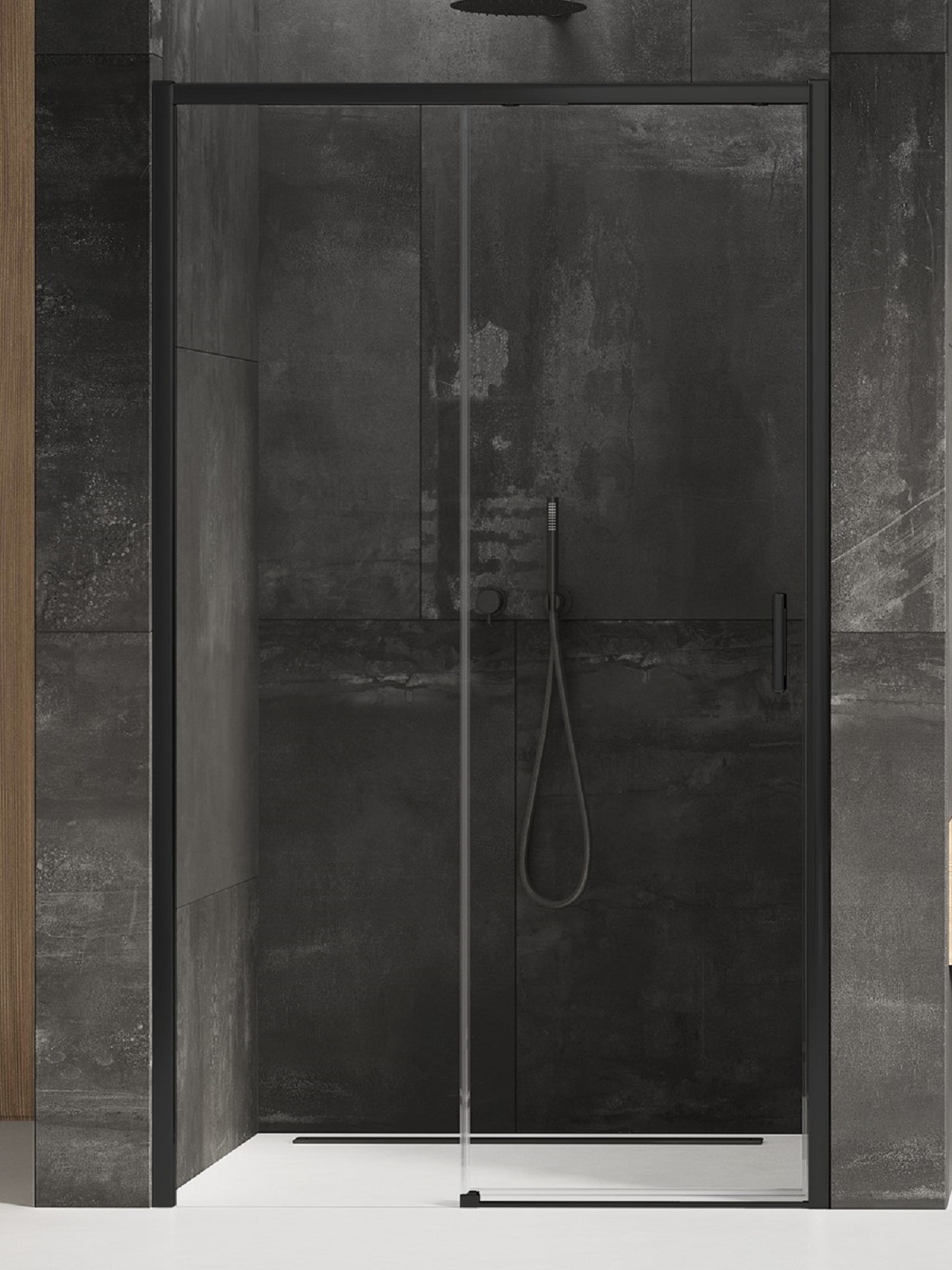 New Trendy Prime Black drzwi prysznicowe 160 cm rozsuwane lewe czarny mat/szkło przezroczyste D-0328A