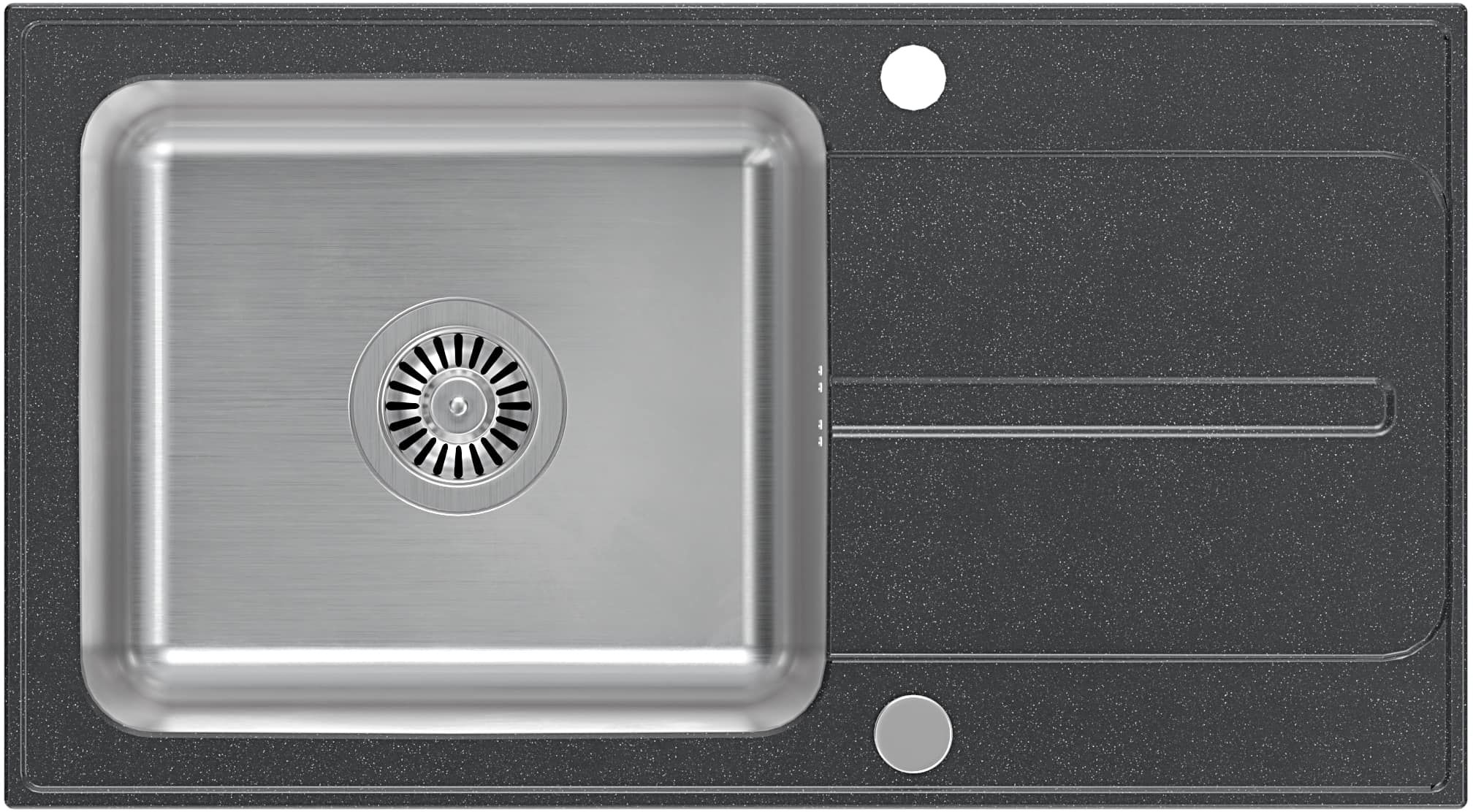 Quadron Ralph 111 zlewozmywak granitowo-stalowy 78x43 cm black dotted/stalowy FUS_R7843CZ