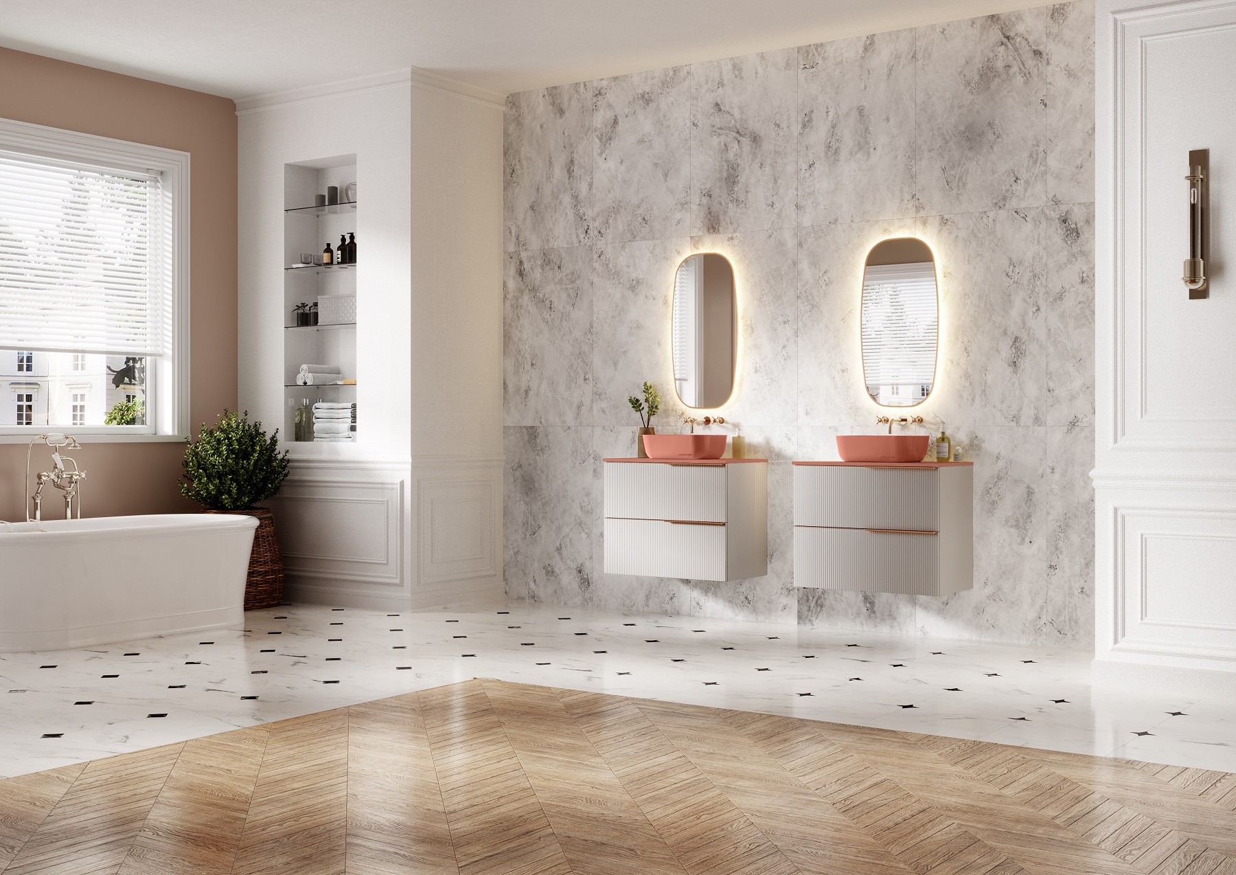 Elita Sharon lustro 45x90 cm owalne z oświetleniem różowe złoto RE060450015450