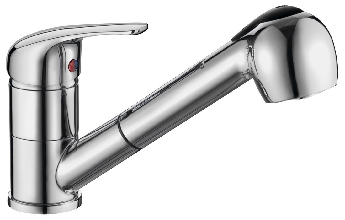 Aqualine 40 bateria kuchenna stojąca z wyciąganą wylewką chrom 52137