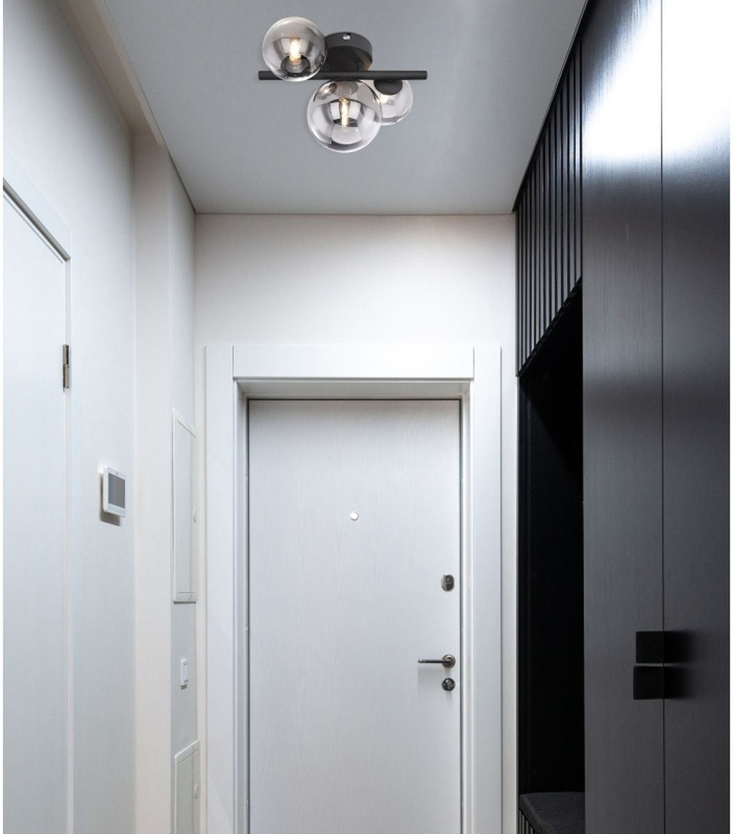 Globo Lighting Riha kinkiet 3x3,5W czarny mat/szkło przydymione 56133-3W