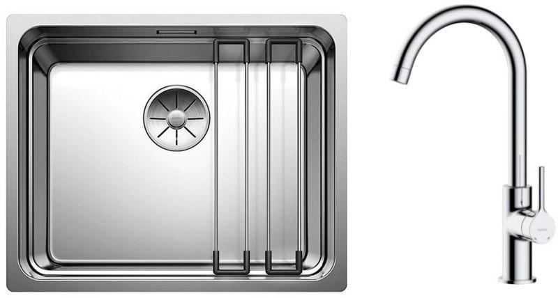 Zestaw Blanco Etagon 500-U zlewozmywak stalowy 54x44 cm z baterią kuchenną Oltens Skafta stojąca chrom (521841, 35206100) - Wysyłka w 24h