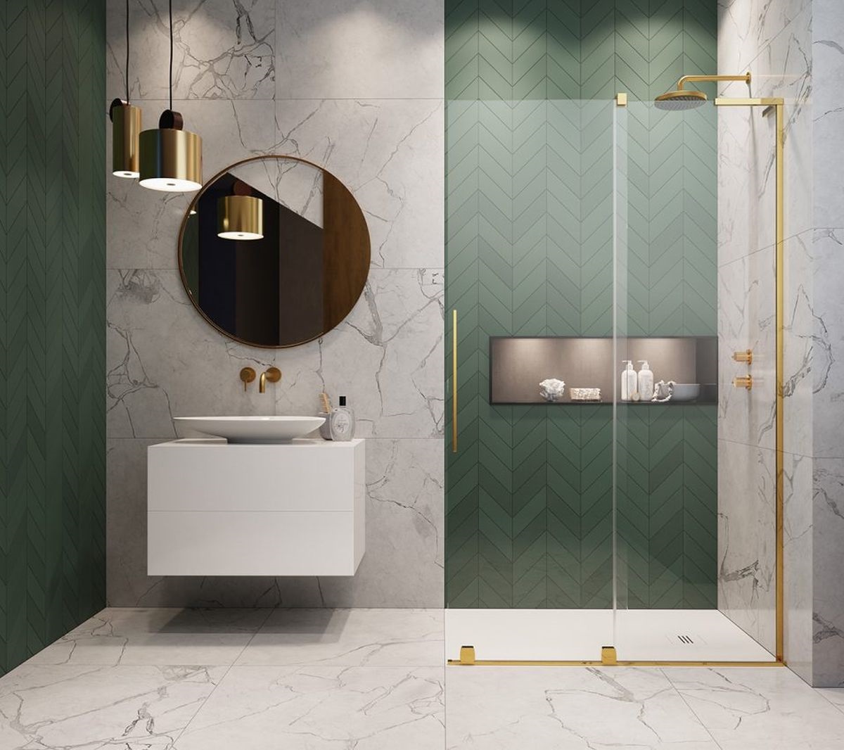 Radaway Furo SL Gold Walk-In drzwi prysznicowe 63,8 cm prawe złoty połysk/szkło przezroczyste 10306638-09-01R