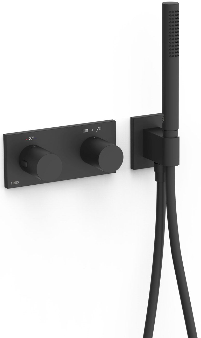 Tres B-System bateria wannowo-prysznicowa podtynkowa termostatyczna czarny 30735201NM