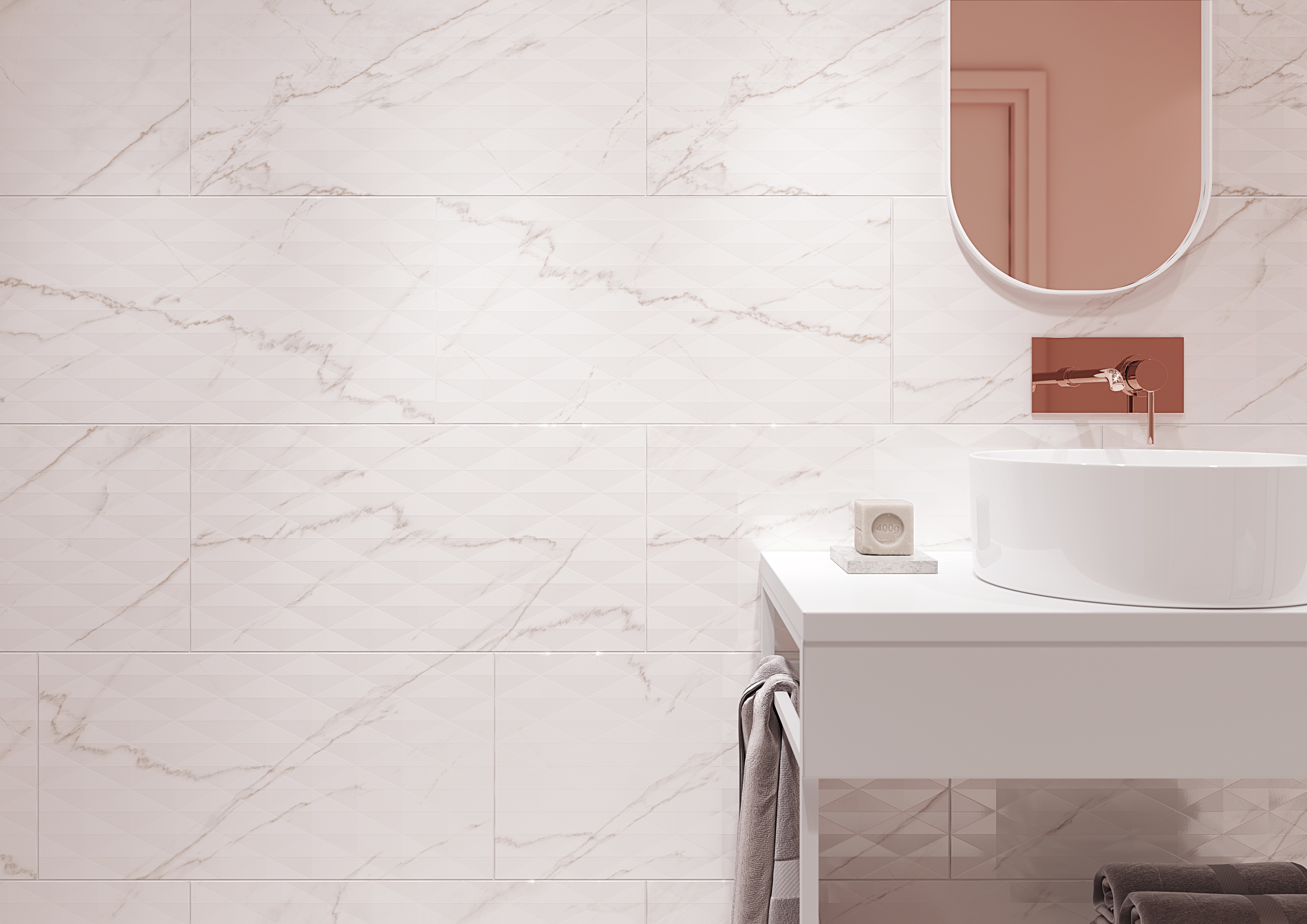 Cersanit Stay Classy PS804 white glossy diamond structure płytka ścienna 29,8x59,8 cm STR biały połysk