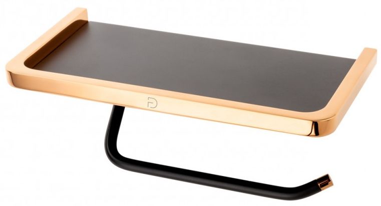FDesign Merida uchwyt na papier toaletowy z półką różowe złoto/czarny mat FD6-MRD10-25