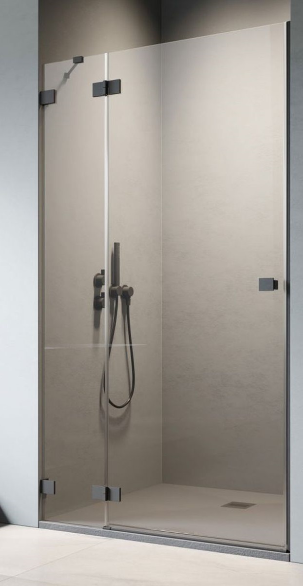 Radaway Essenza Pro Black DWJ drzwi prysznicowe 90 cm wnękowe lewe czarny mat/szkło przezroczyste 10099090-54-01L