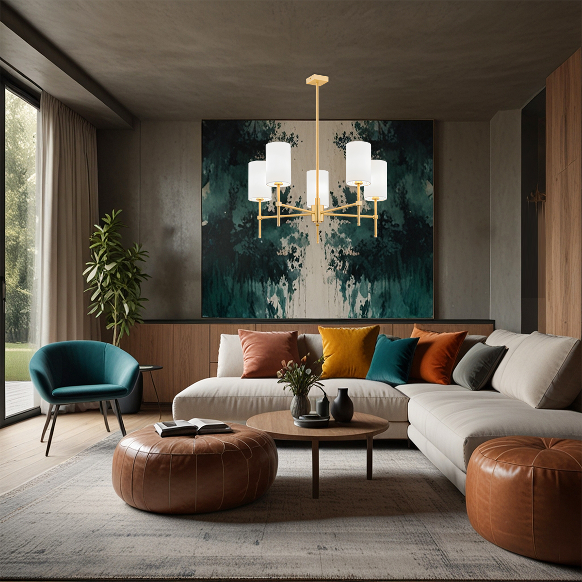 Argon Abruzzo lampa podsufitowa 5x7 W biała-mosiądz 2134