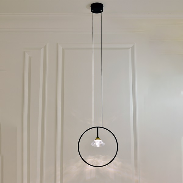 Altavola Design Tiffany lampa wisząca 1x3W czarny mat/satynowe złoto/przezroczysty LA059/P_black - Wysyłka w 24h